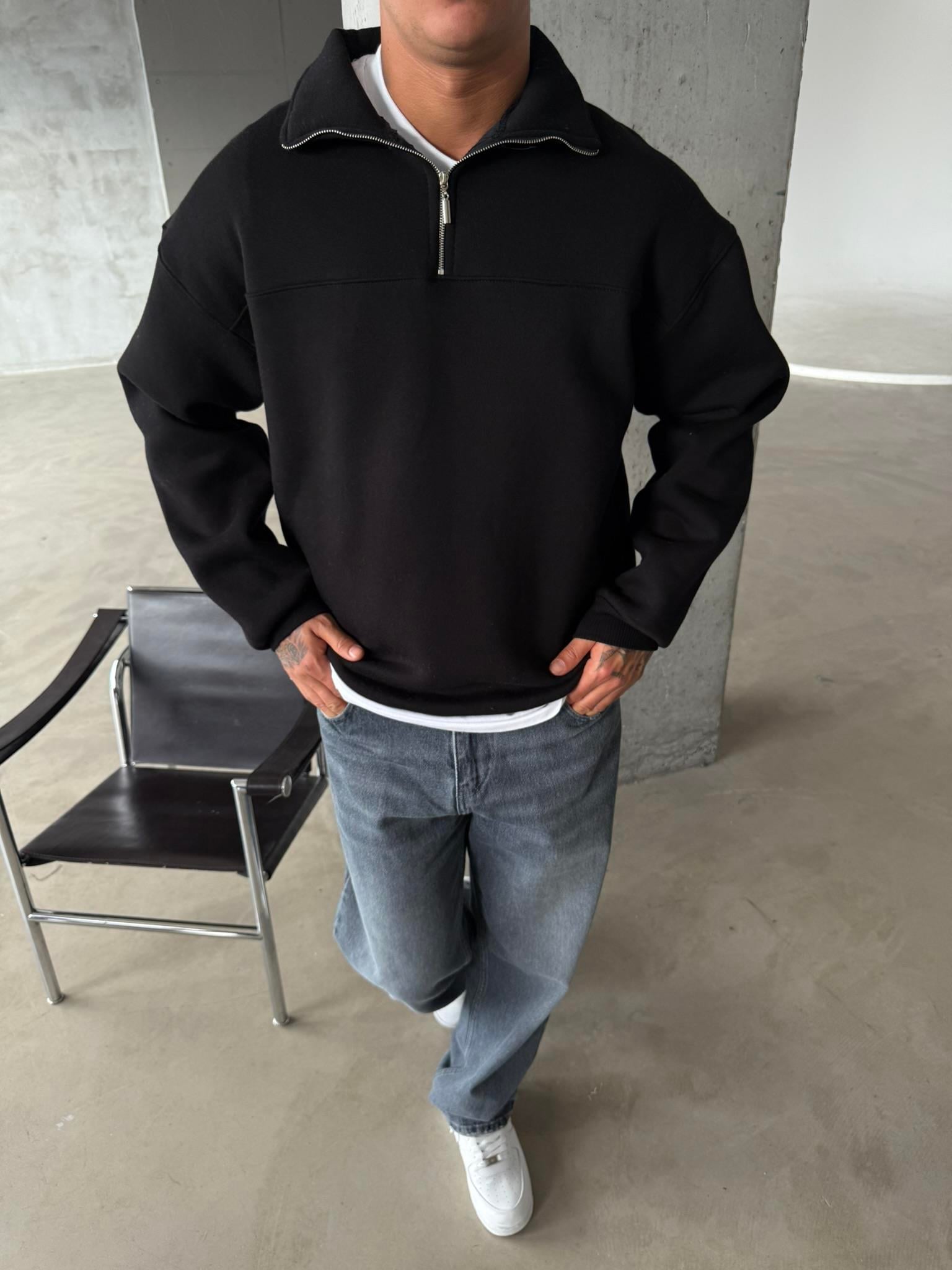 Minimal Basic Half Zip - Siyah
