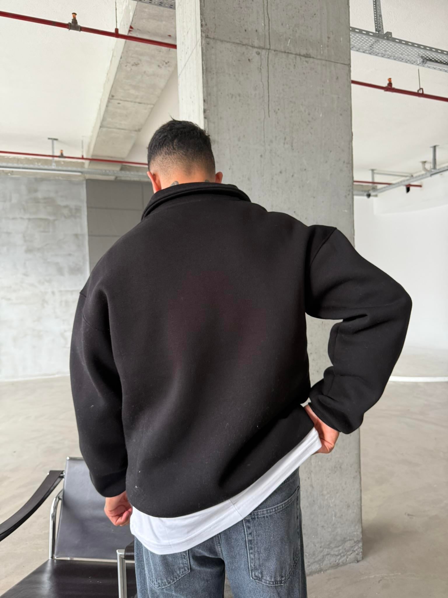 Minimal Basic Half Zip - Siyah