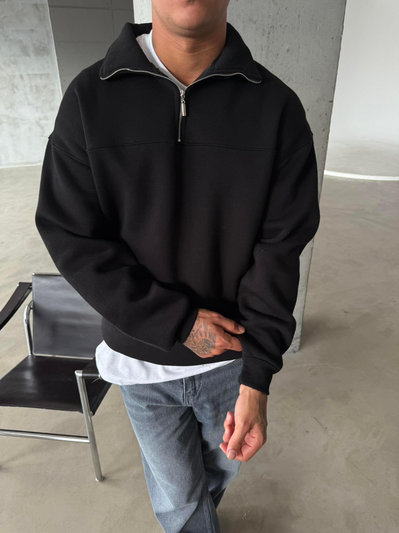 Minimal Basic Half Zip - Siyah