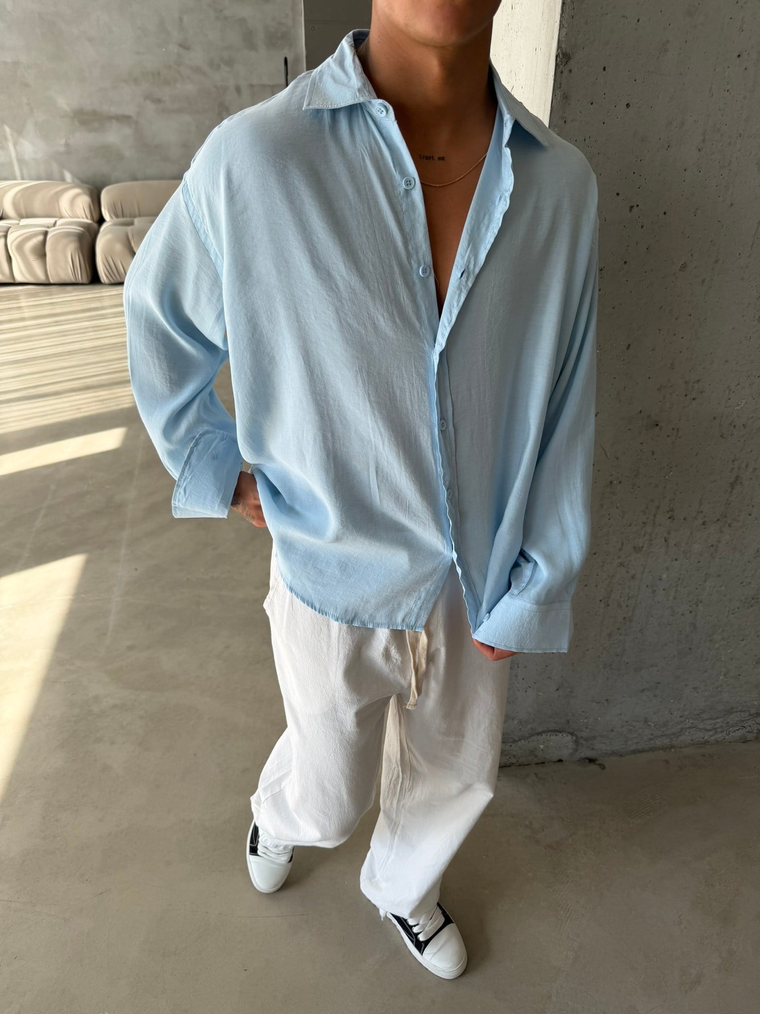 Modal Kumaş Basic Gömlek - Bebe Mavi