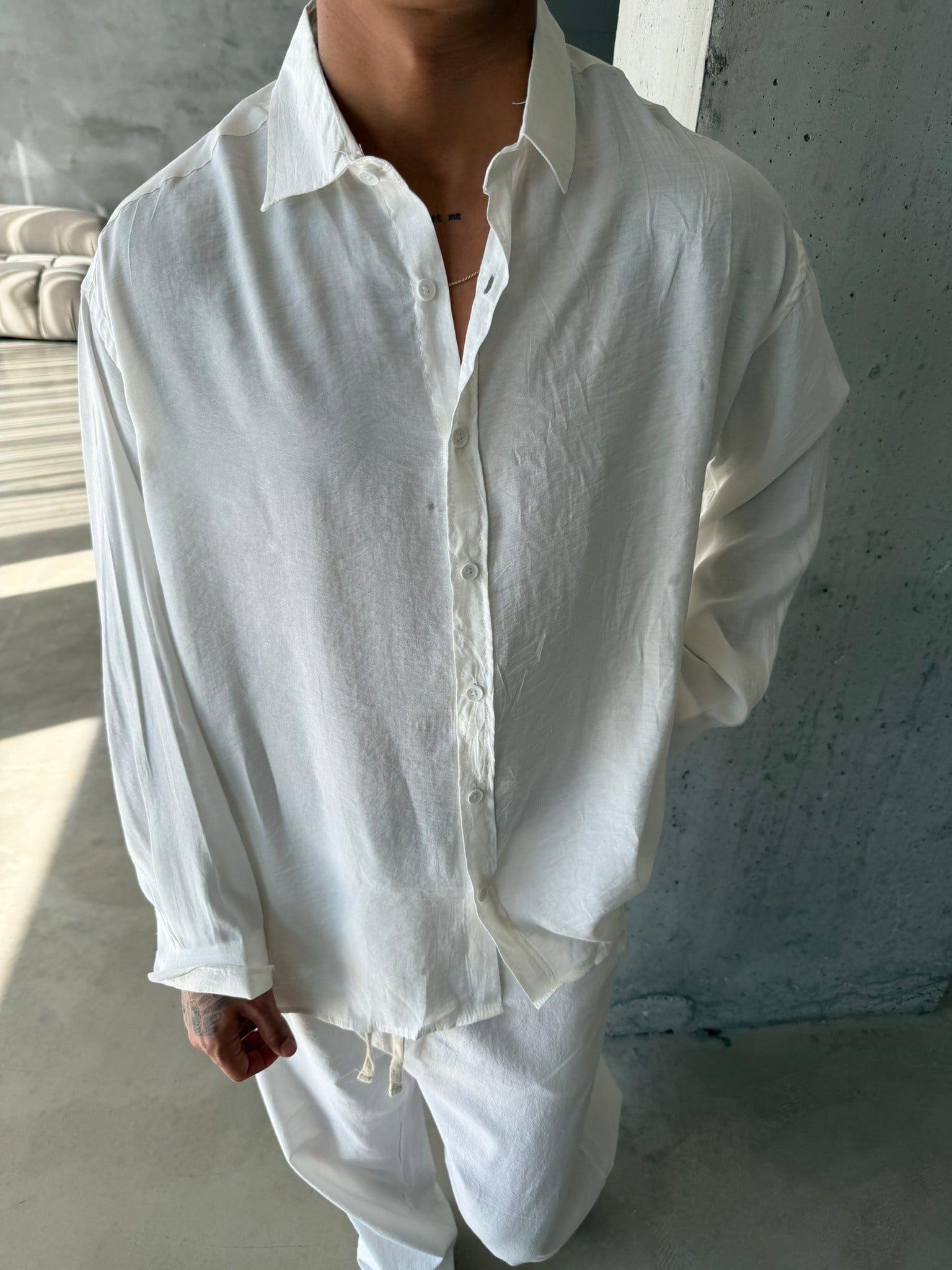 Modal Kumaş Basic Gömlek - Beyaz