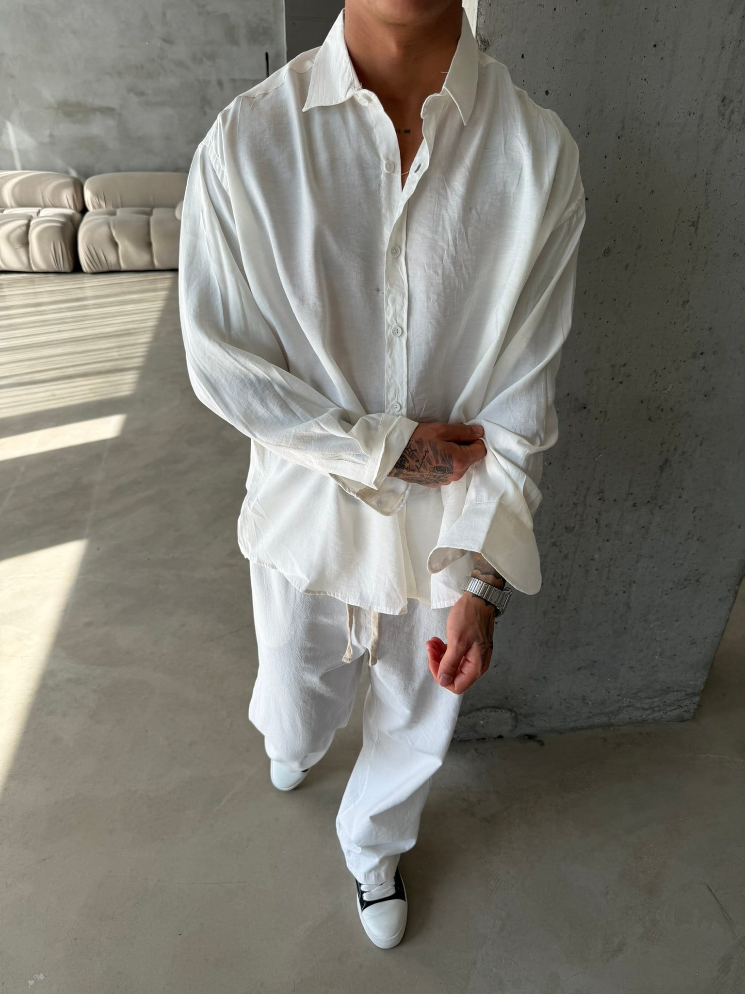 Modal Kumaş Basic Gömlek - Beyaz