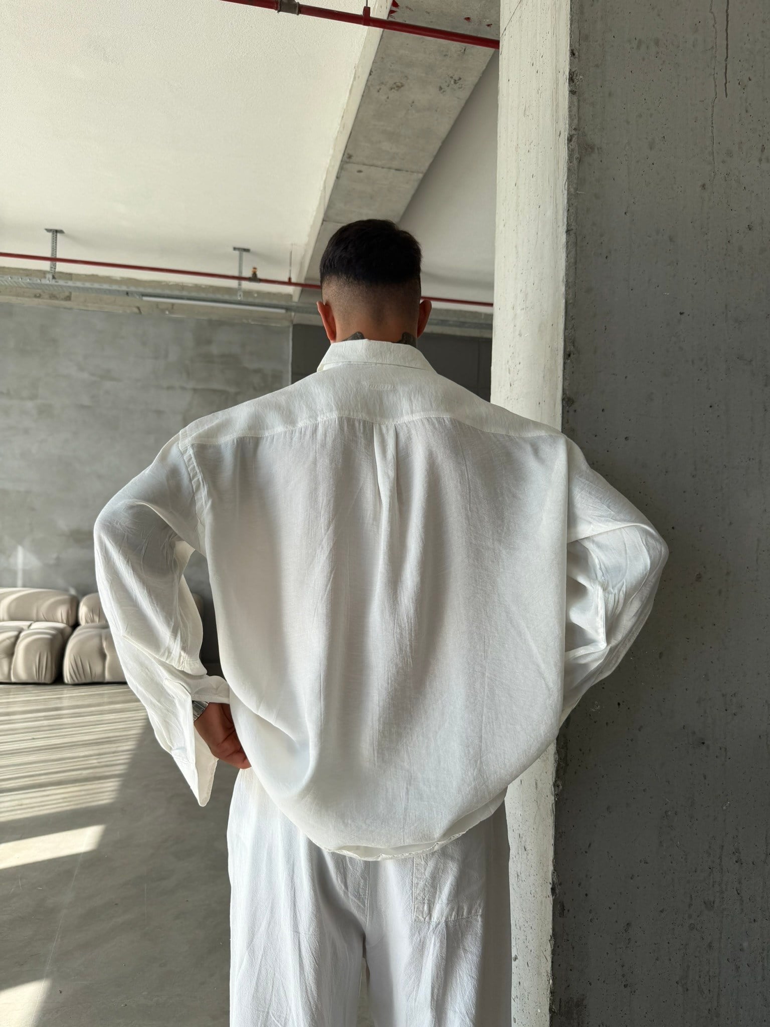 Modal Kumaş Basic Gömlek - Beyaz