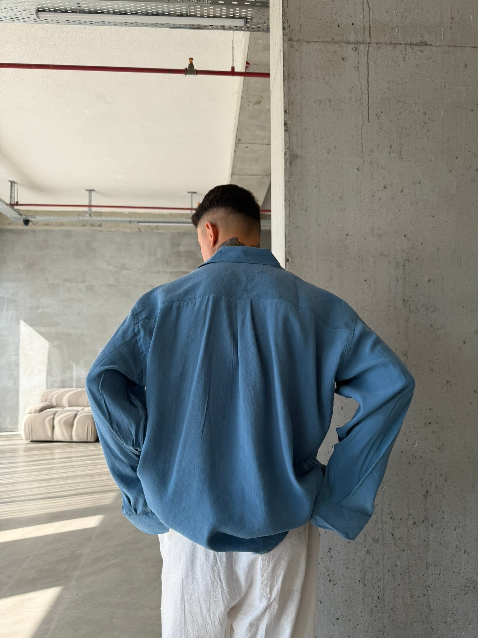 Modal Kumaş Basic Gömlek - İndigo