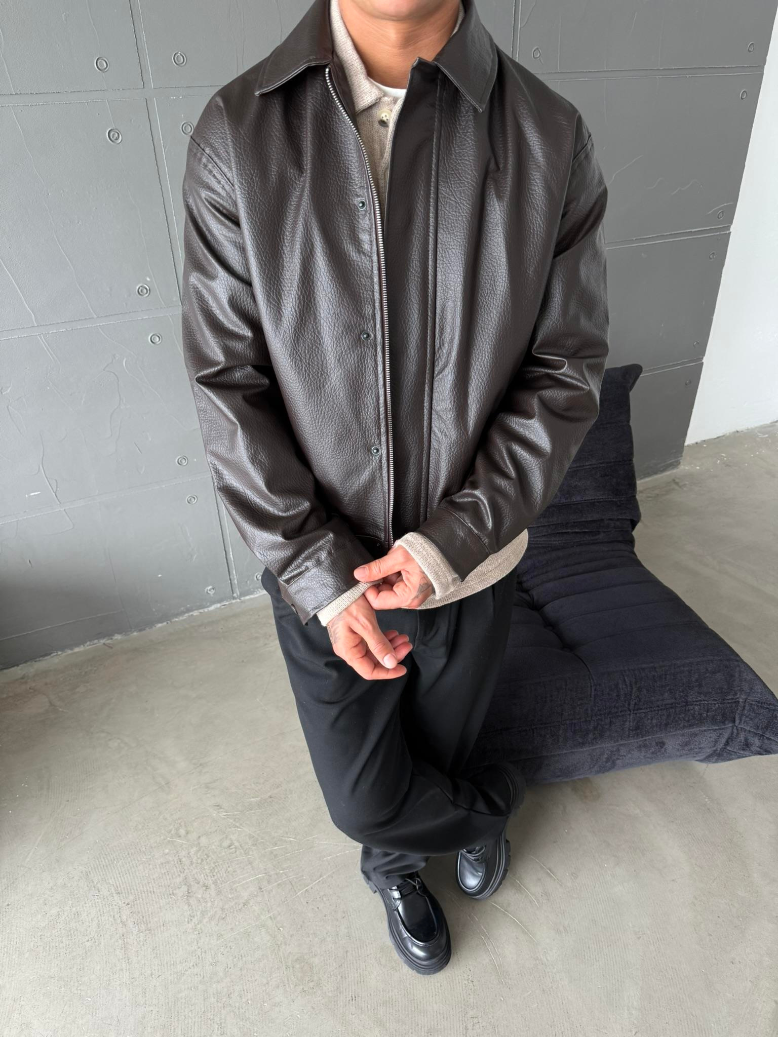 Modern Fit Deri Ceket - Kahve