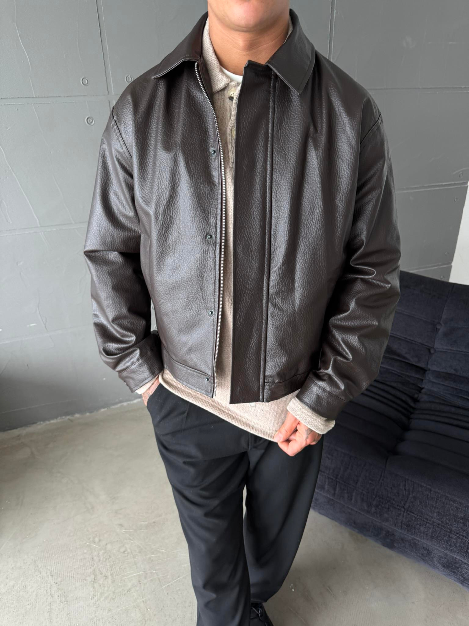 Modern Fit Deri Ceket - Kahve