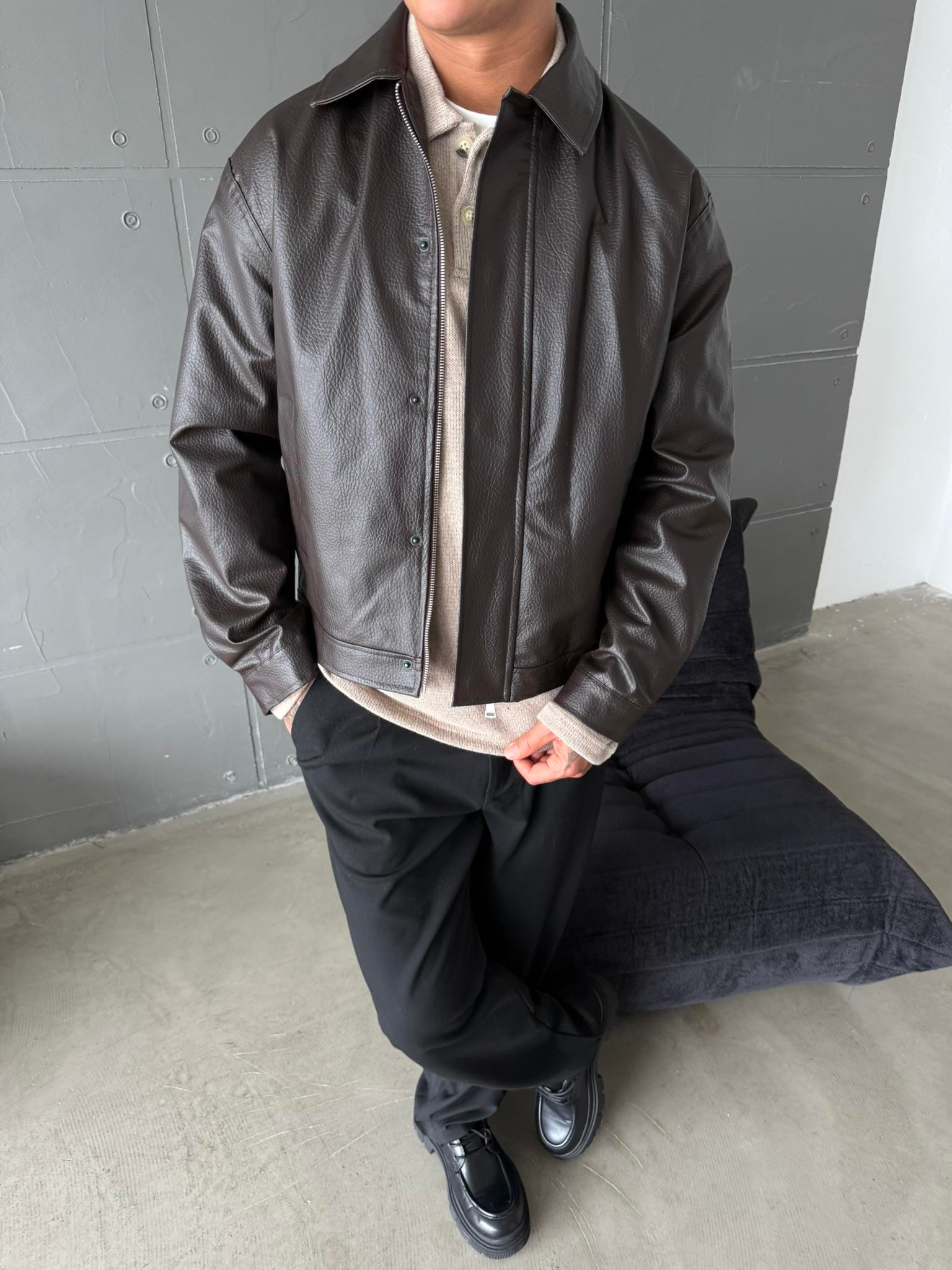 Modern Fit Deri Ceket - Kahve