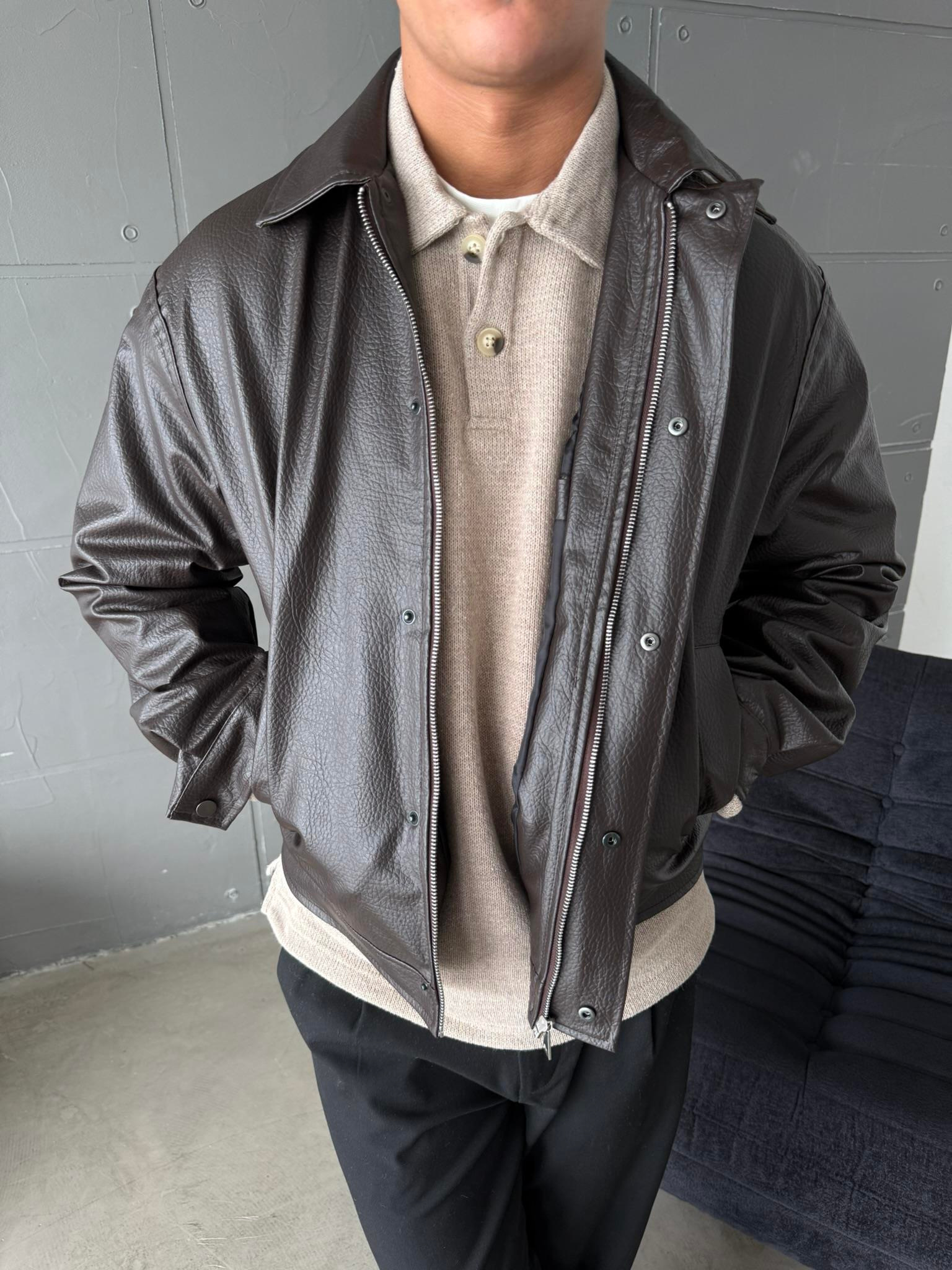 Modern Fit Deri Ceket - Kahve