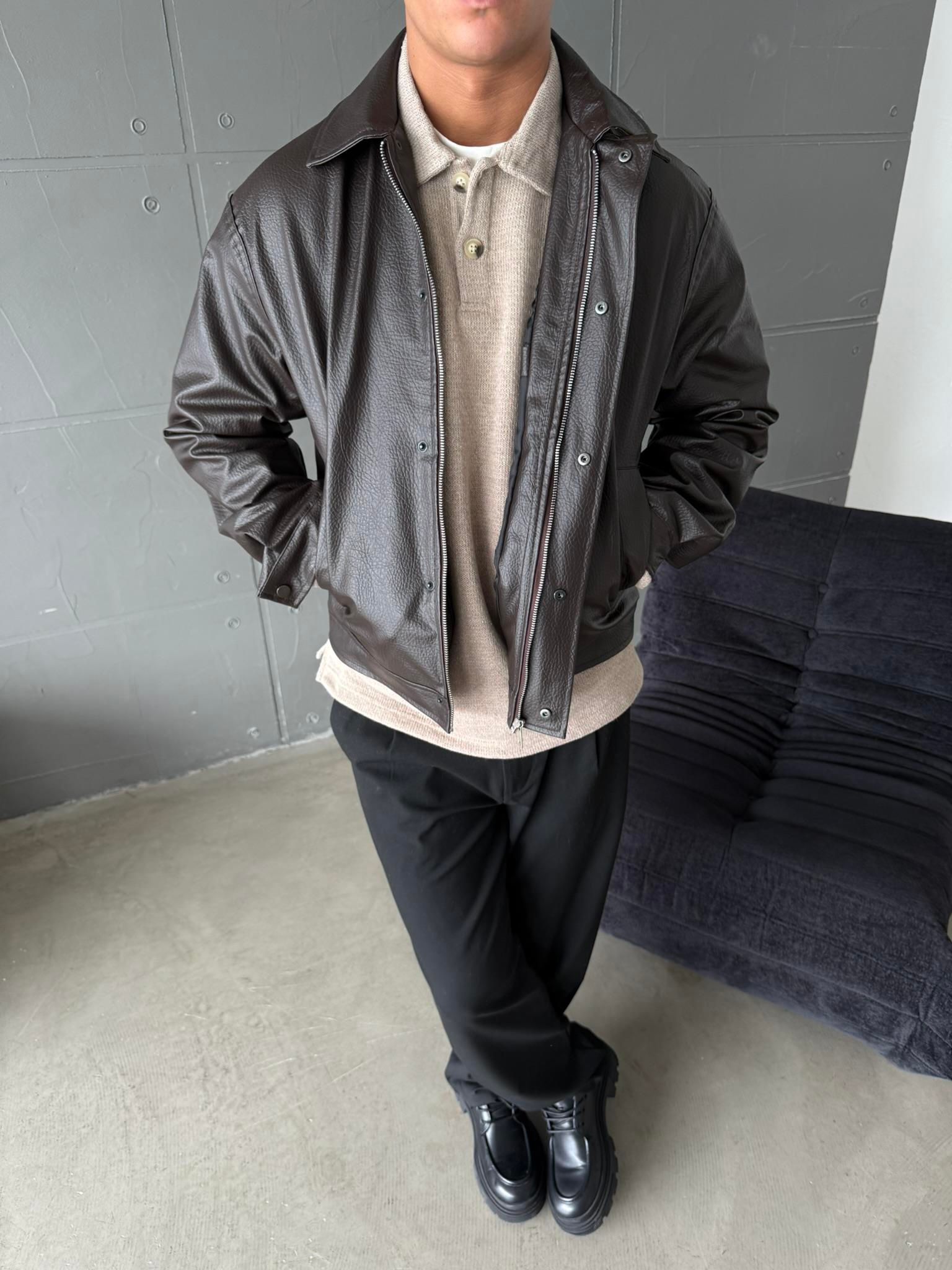 Modern Fit Deri Ceket - Kahve