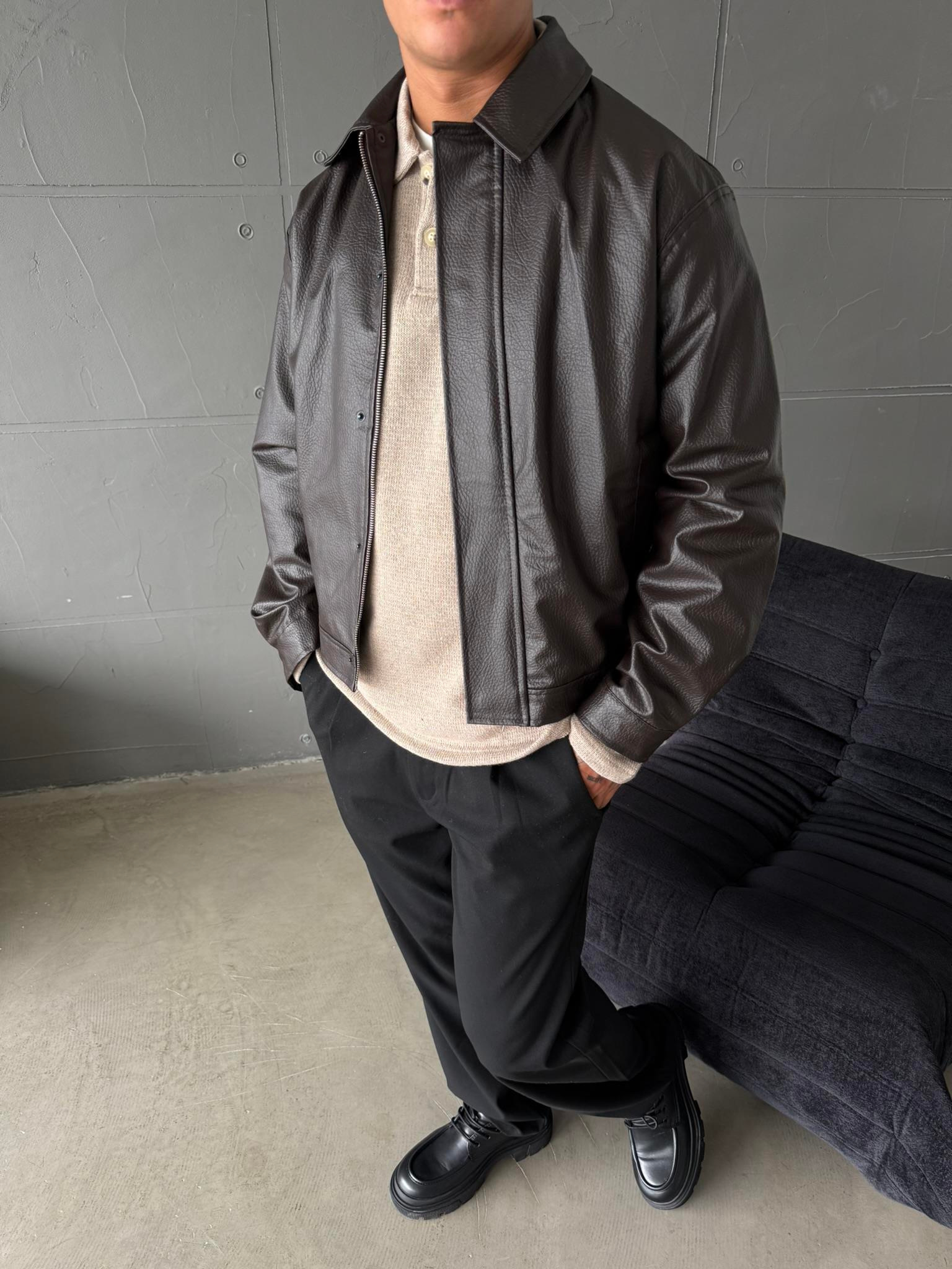 Modern Fit Deri Ceket - Kahve