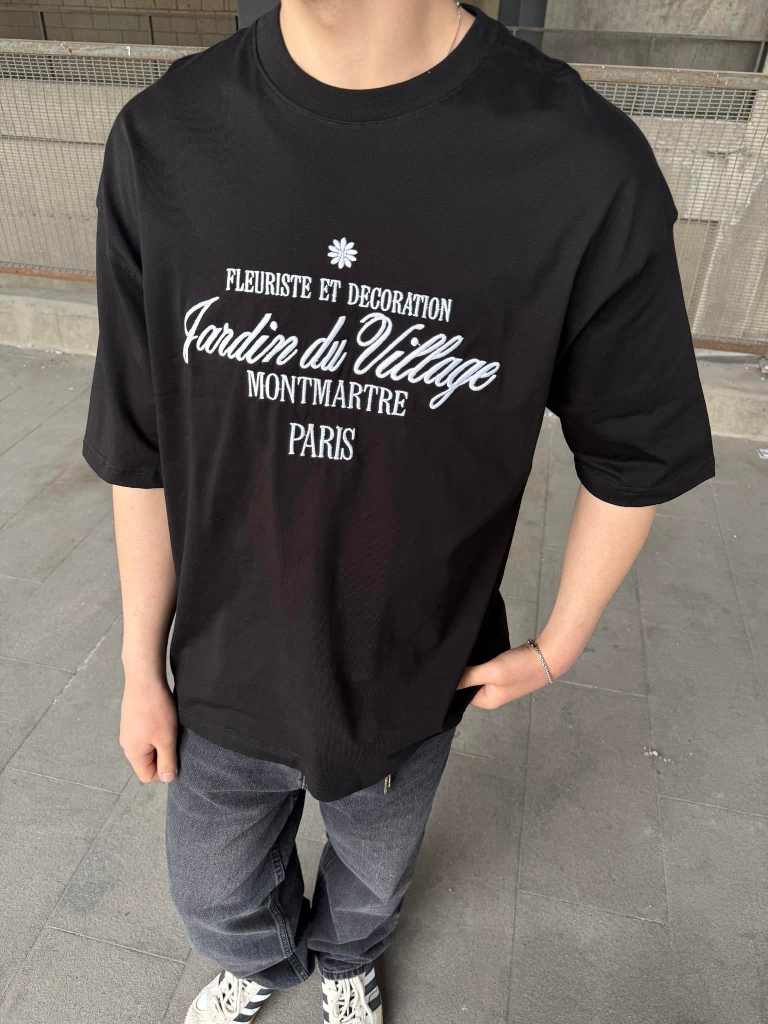 Montmatre Nakış Detaylı Oversize T-Shirt - Siyah