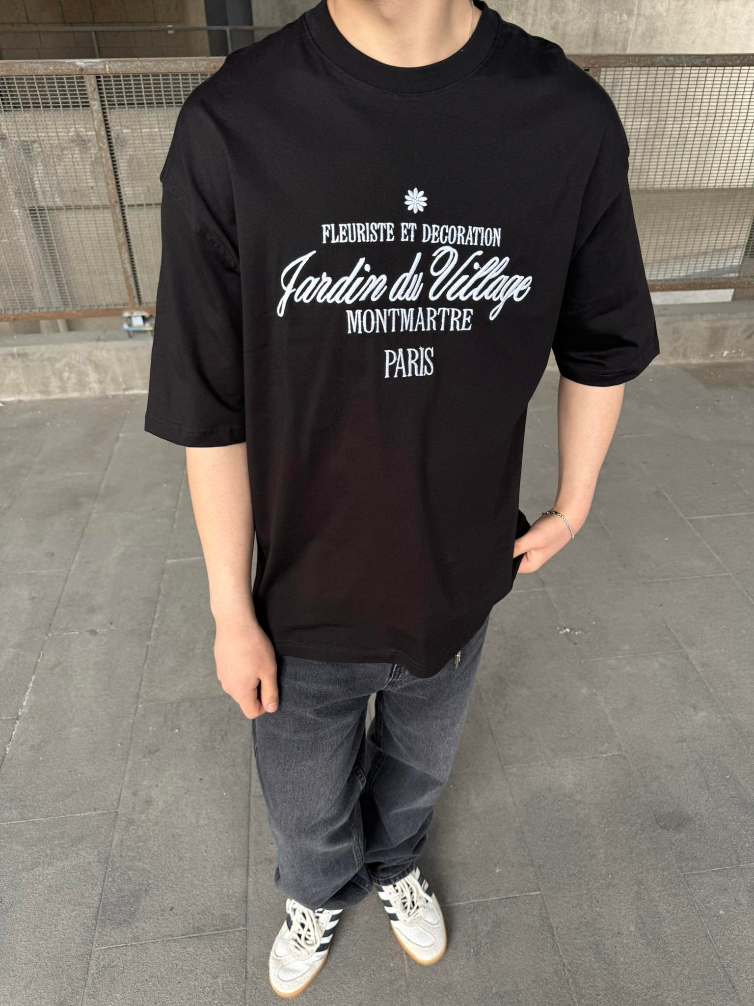 Montmatre Nakış Detaylı Oversize T-Shirt - Siyah