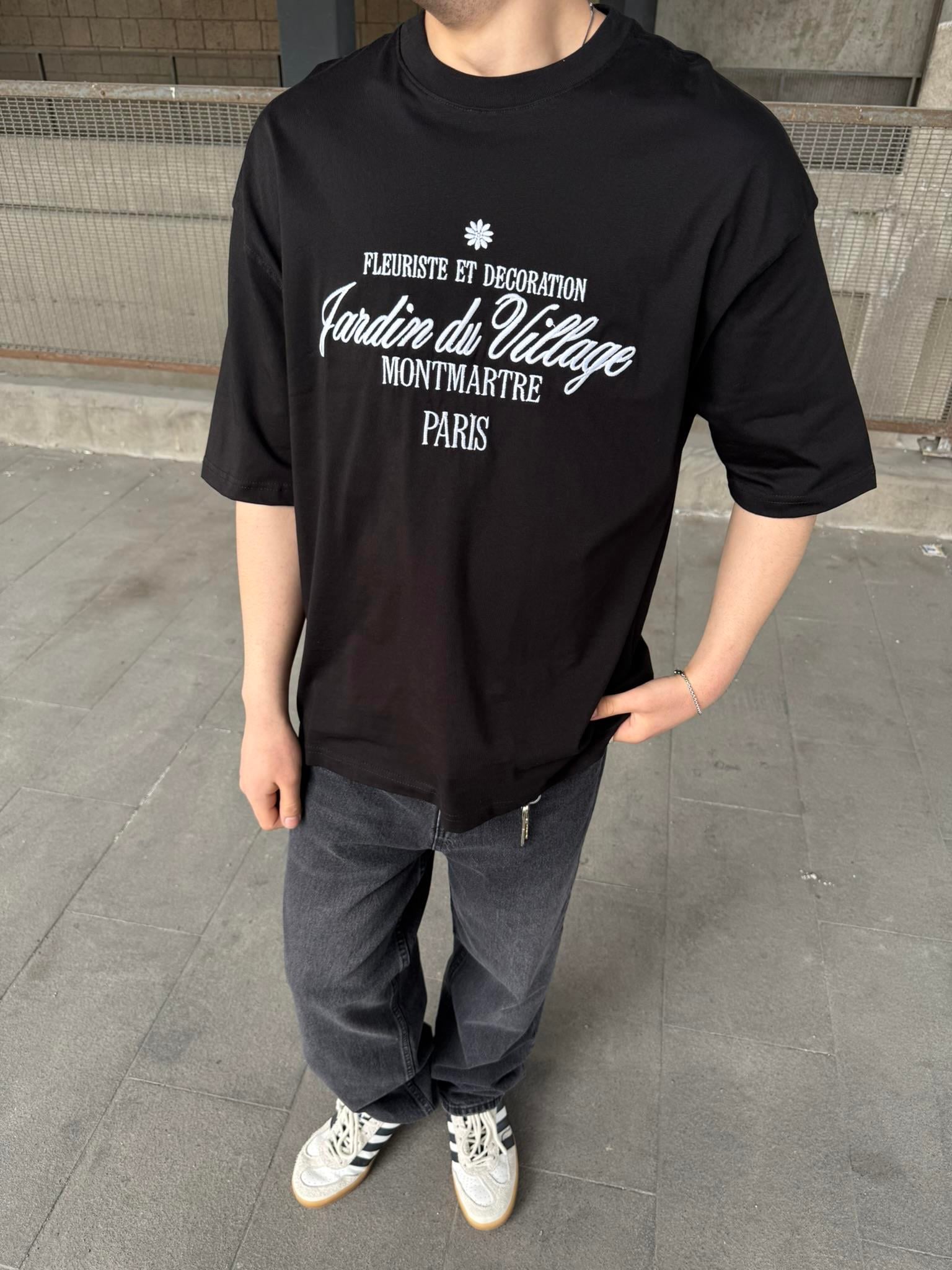 Montmatre Nakış Detaylı Oversize T-Shirt - Siyah