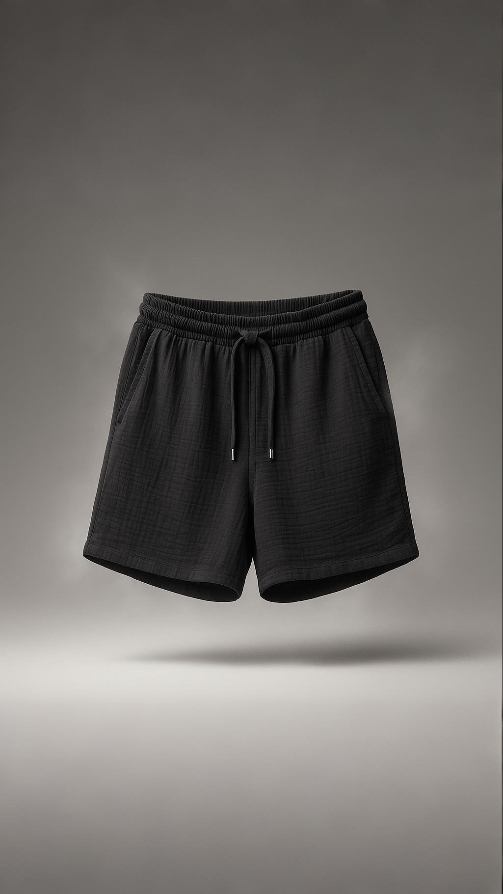 Müslin Kumaş Basic Şort - Siyah