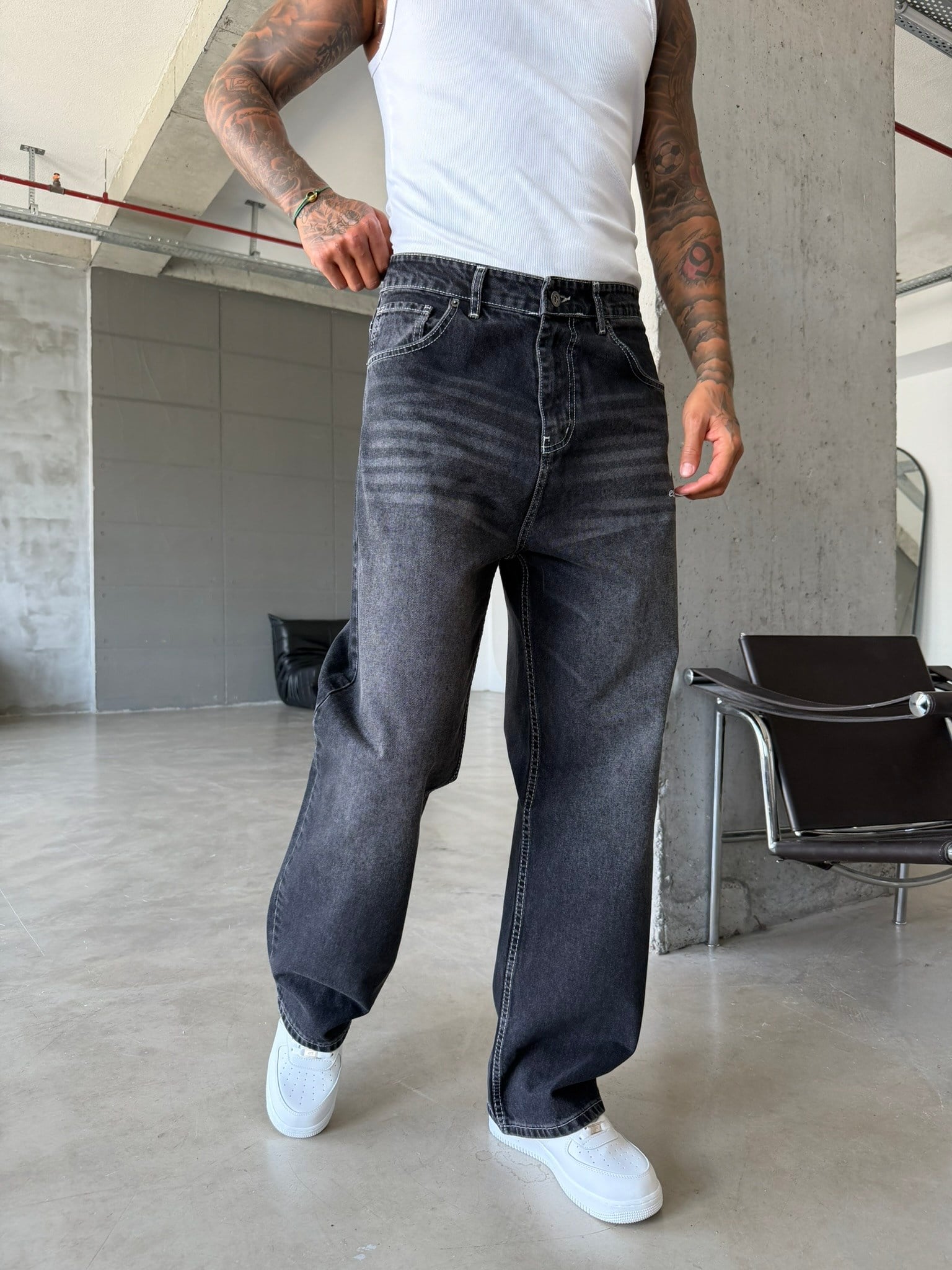 Nakış İşlemeli Baggy Pantolon