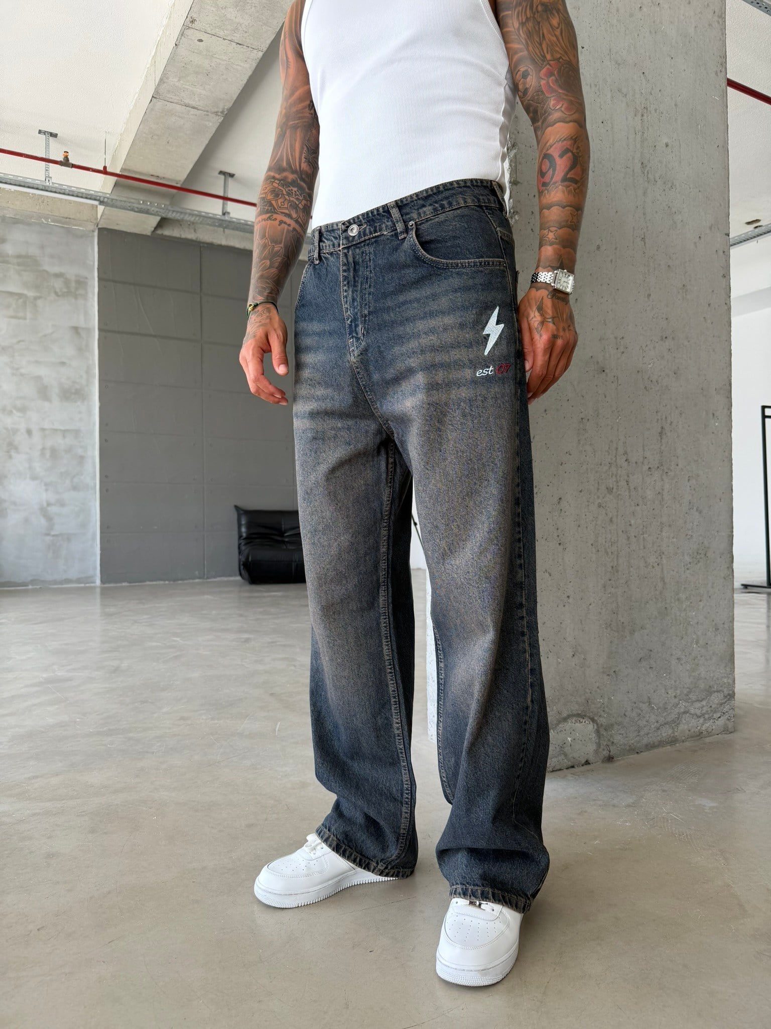 Nakış İşlemeli Baggy Pantolon
