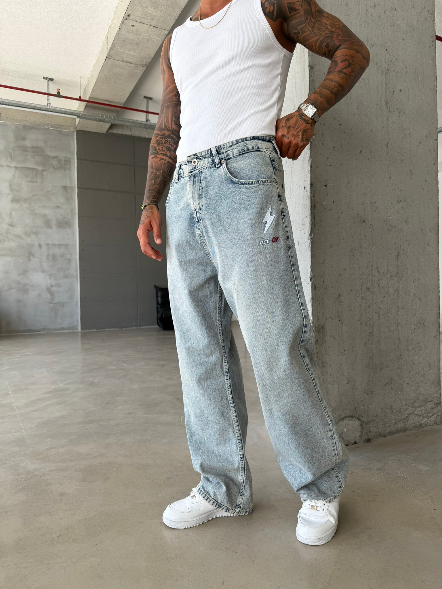 Nakış İşlemeli Baggy Pantolon