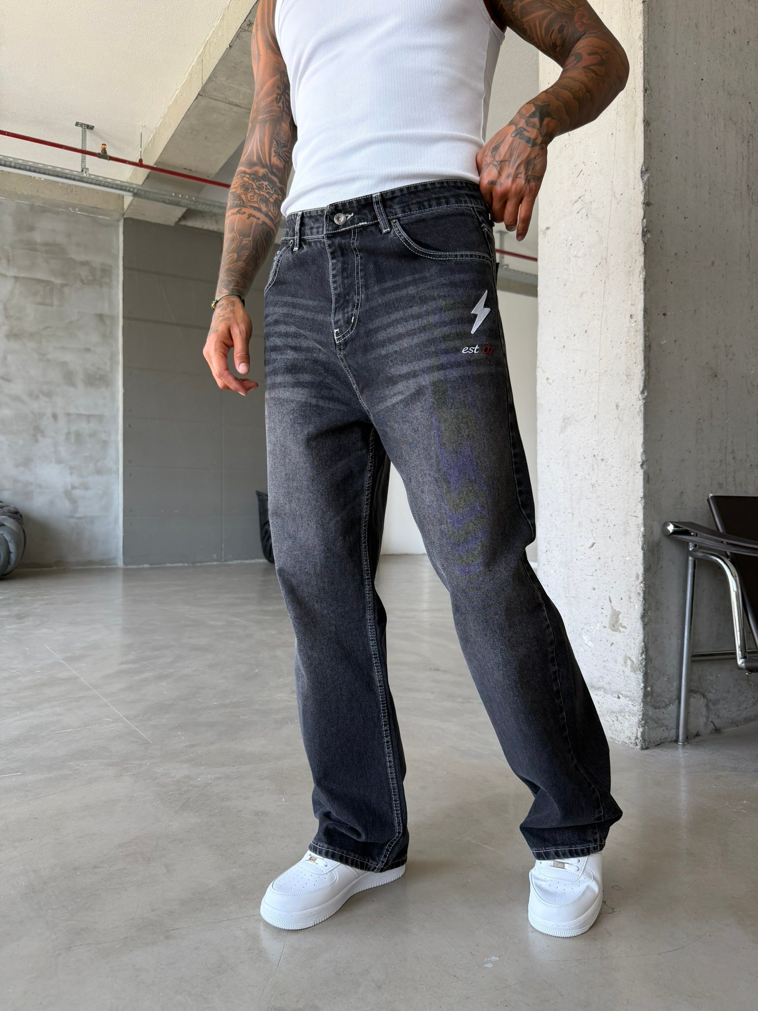 Nakış İşlemeli Baggy Pantolon