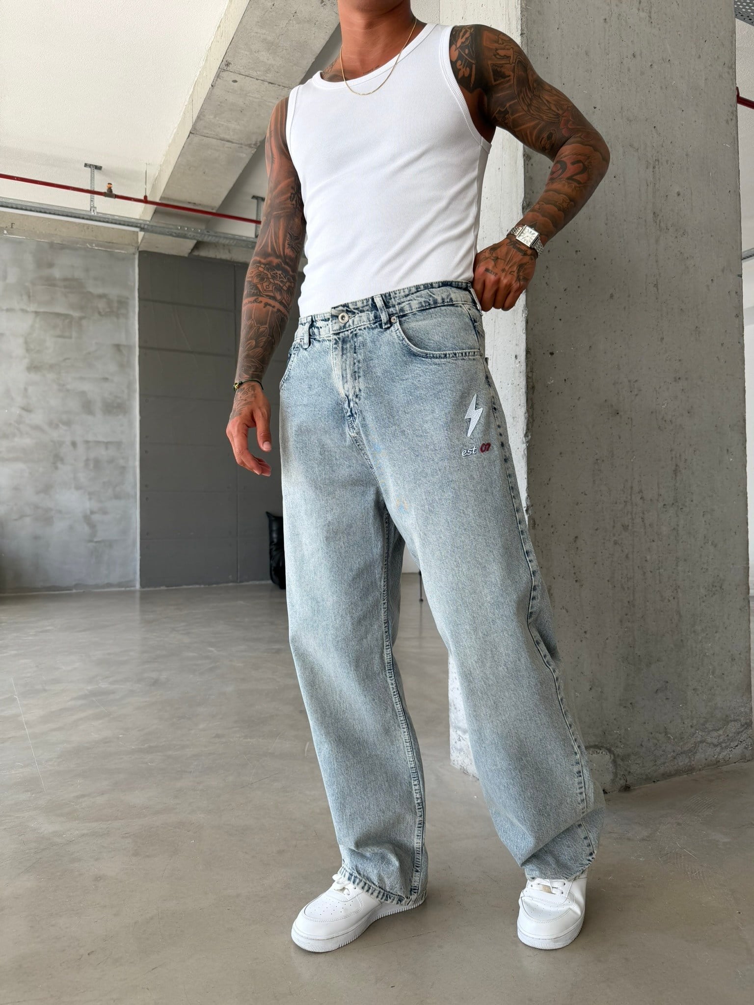 Nakış İşlemeli Baggy Pantolon