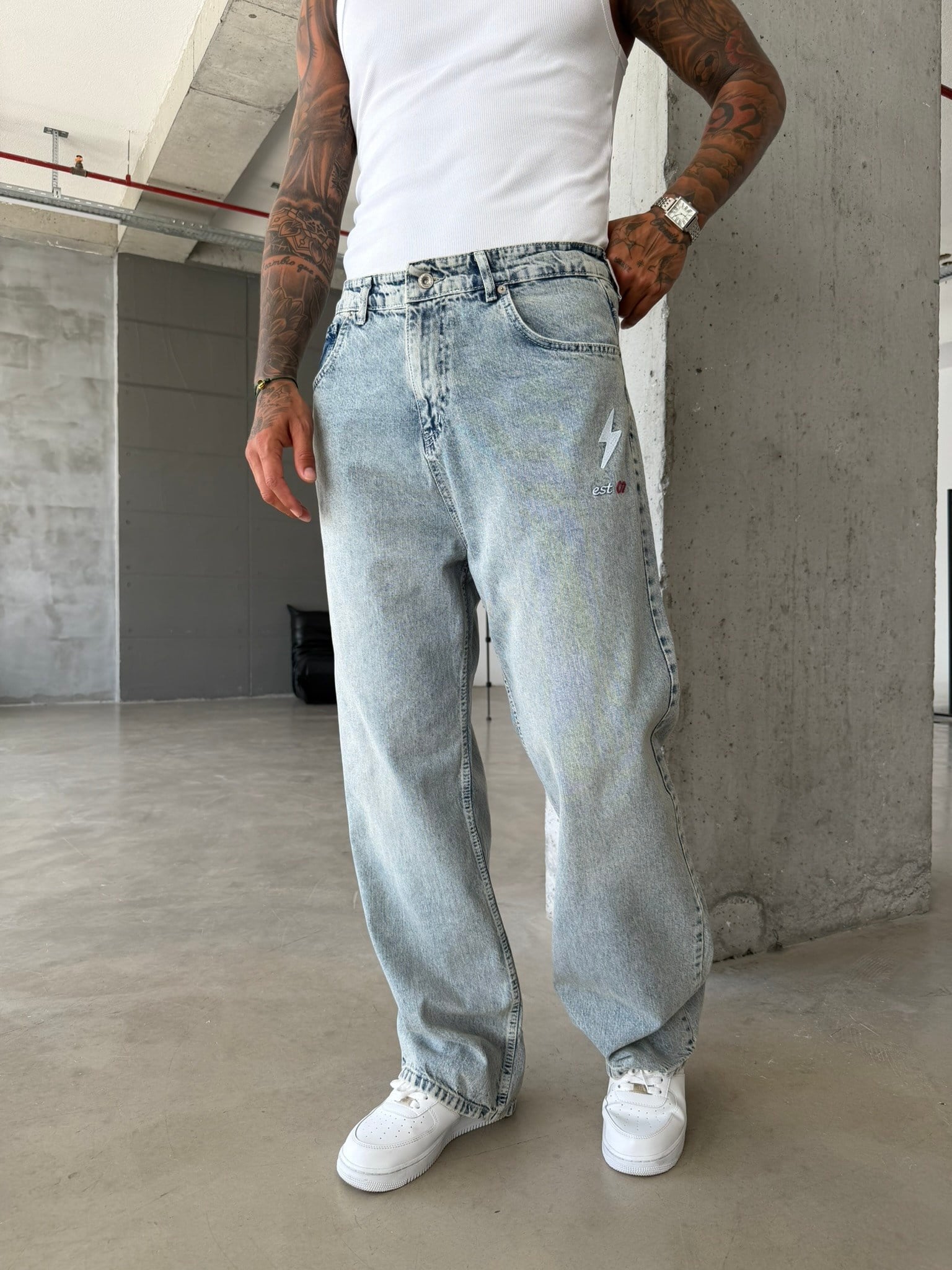 Nakış İşlemeli Baggy Pantolon