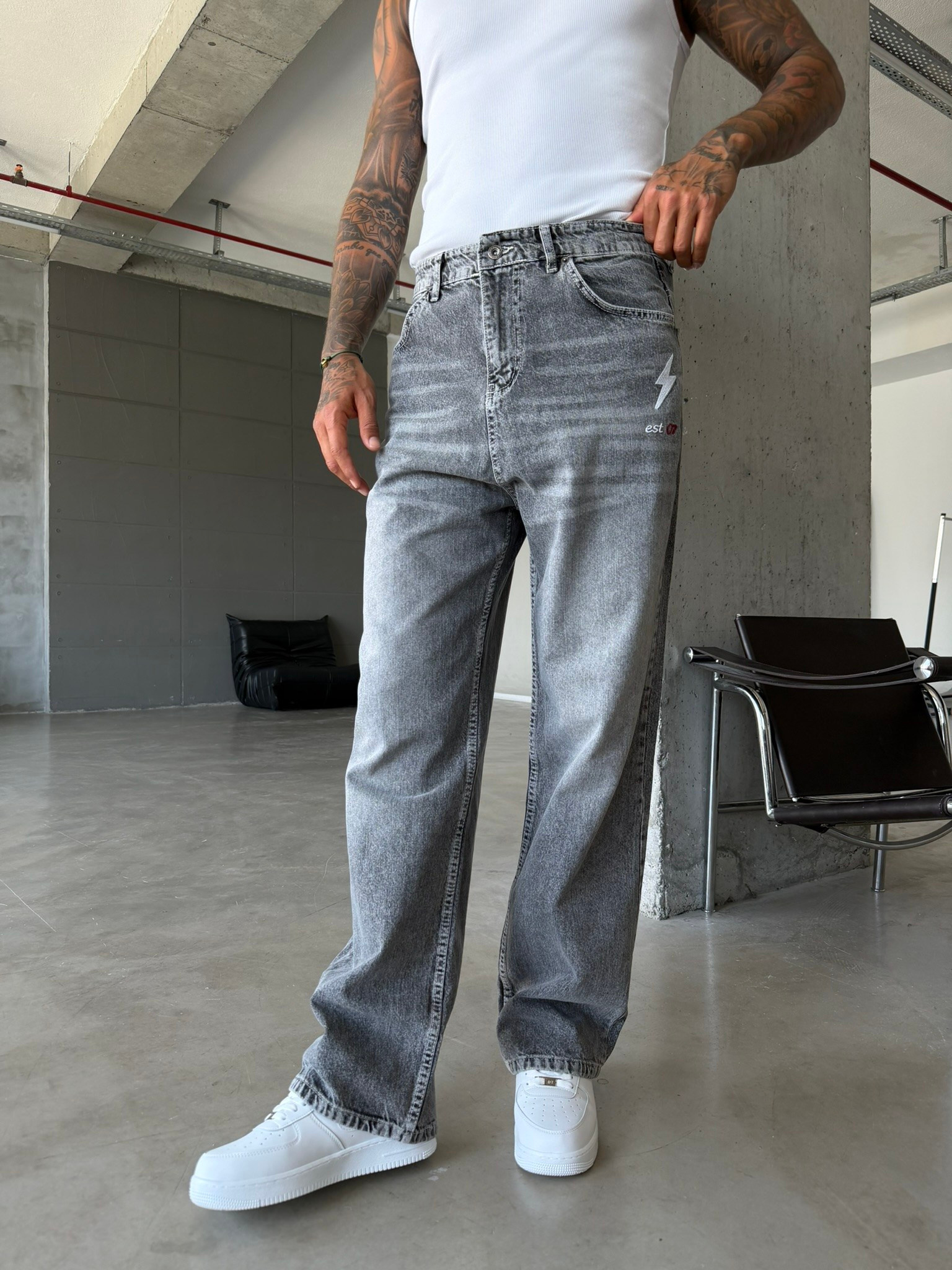 Nakış İşlemeli Baggy Pantolon