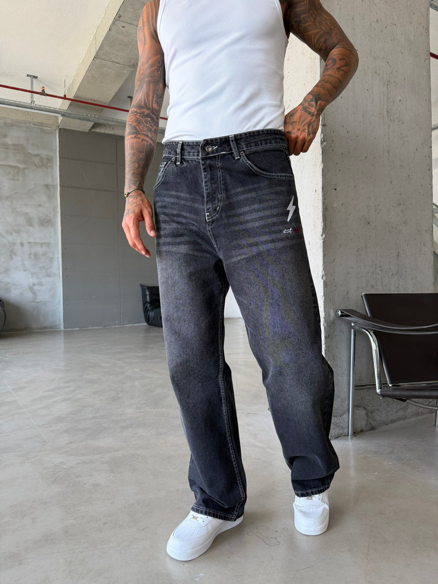 Nakış İşlemeli Baggy Pantolon