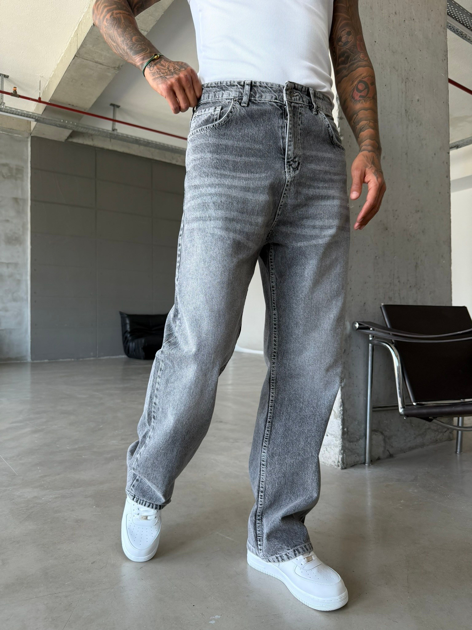 Nakış İşlemeli Baggy Pantolon