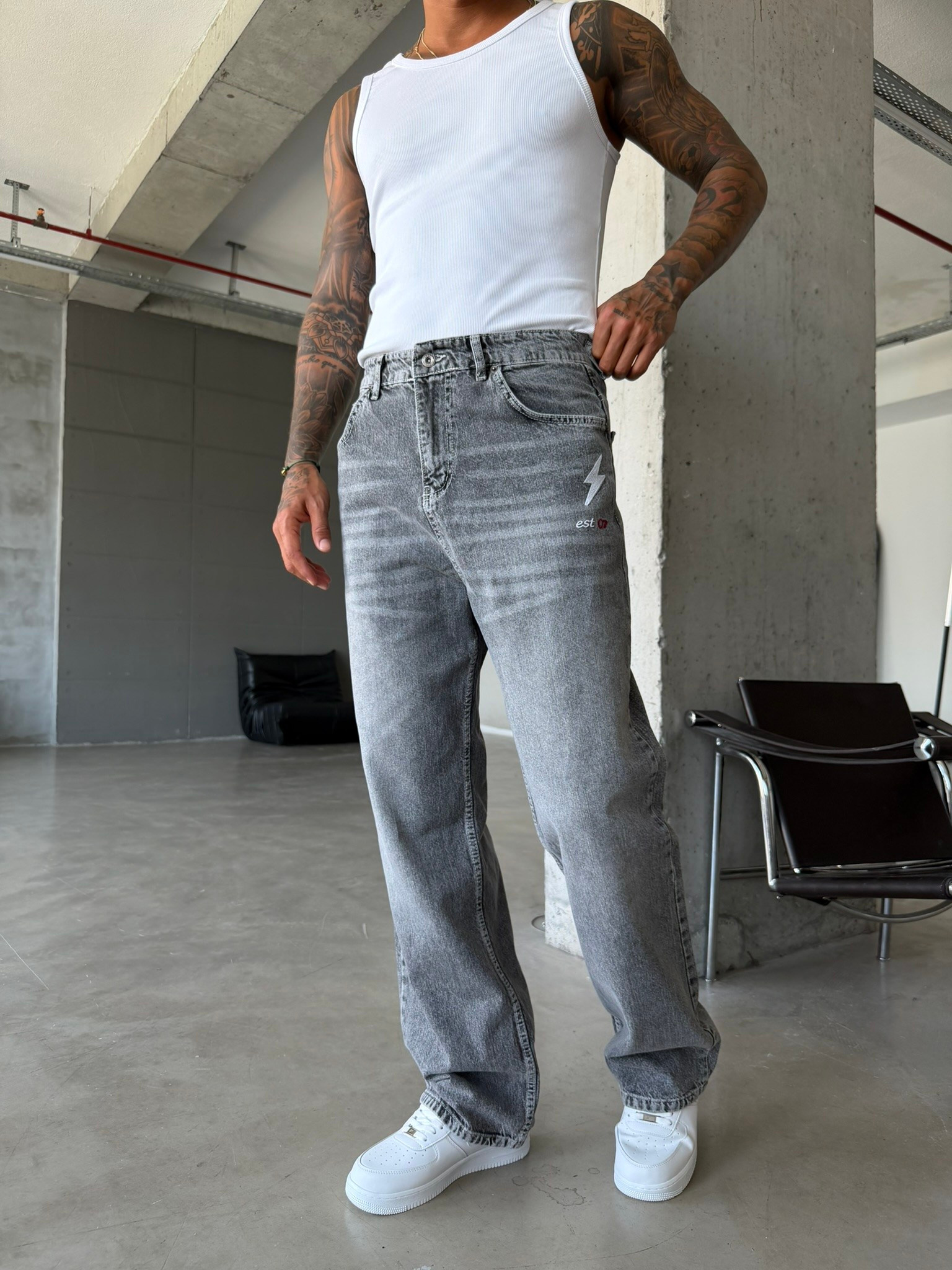 Nakış İşlemeli Baggy Pantolon