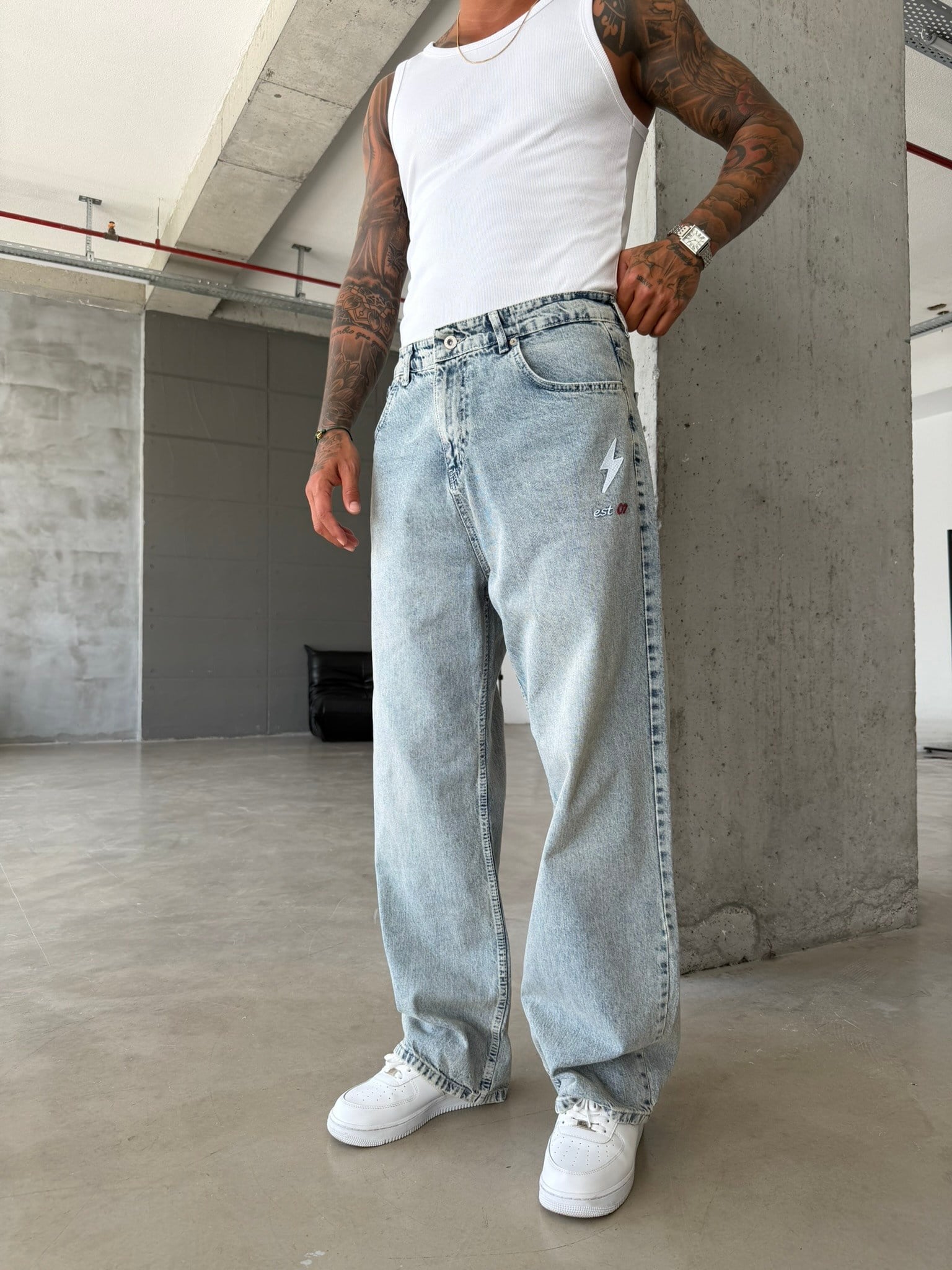 Nakış İşlemeli Baggy Pantolon
