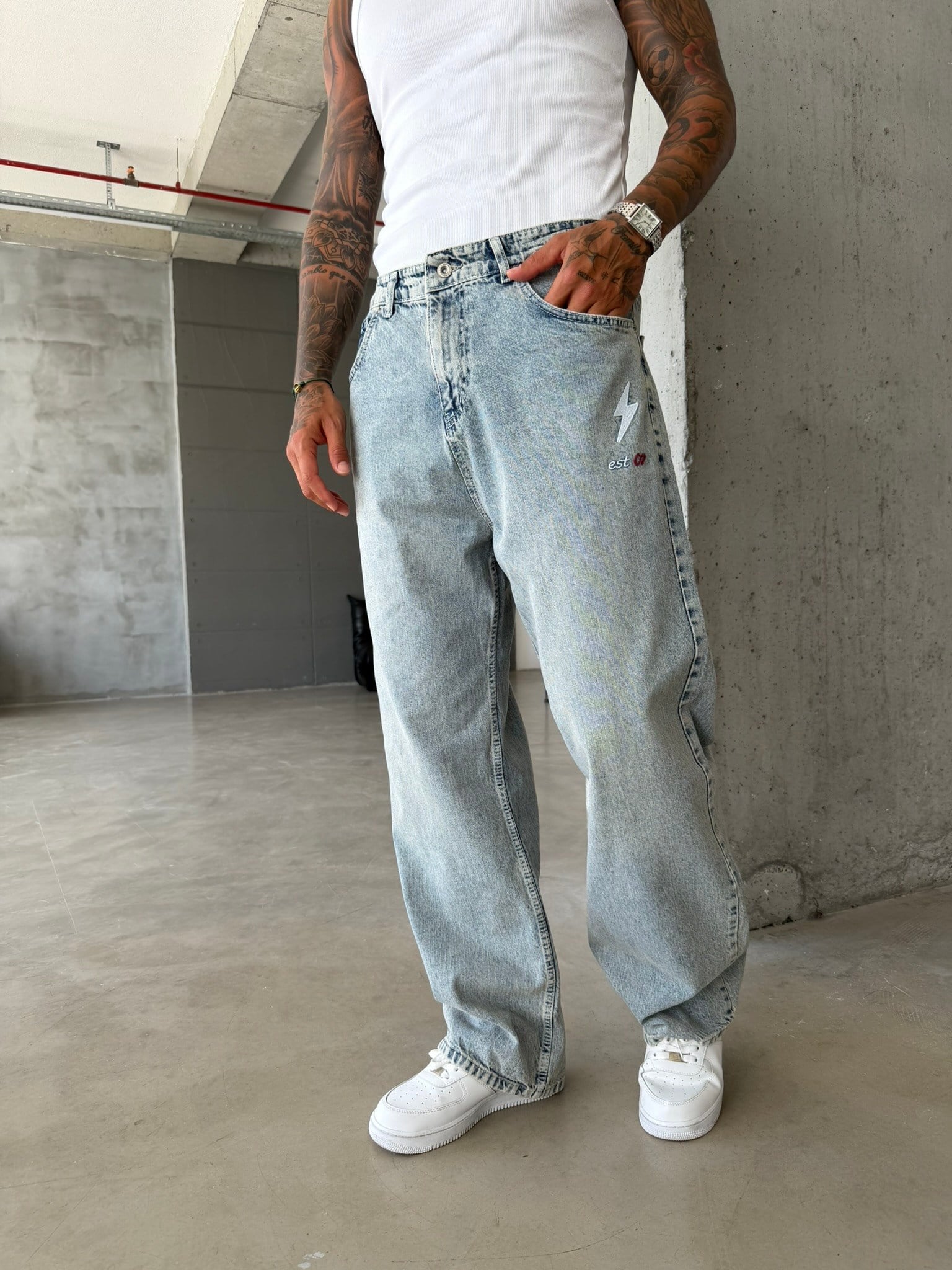 Nakış İşlemeli Baggy Pantolon