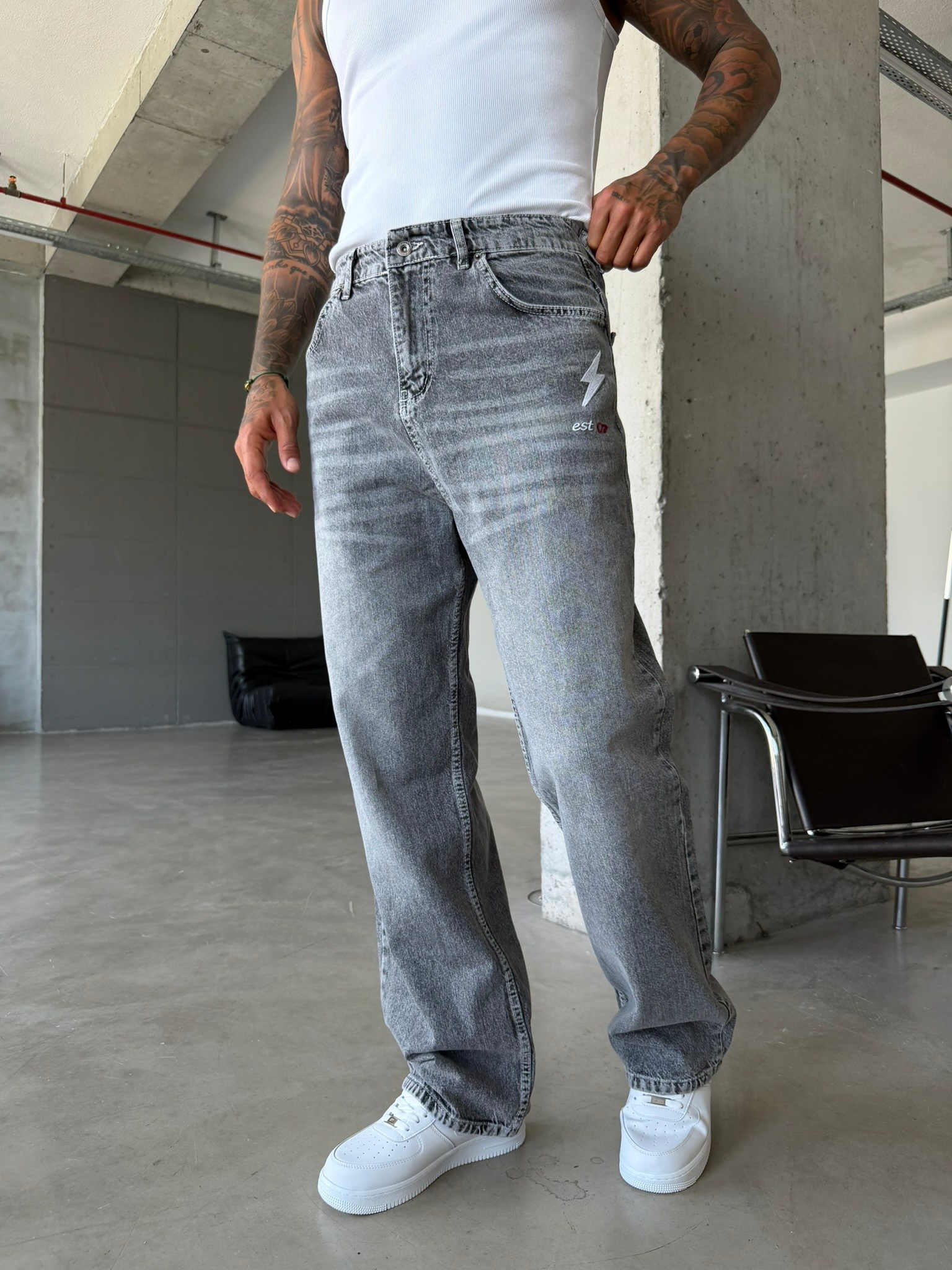Nakış İşlemeli Baggy Pantolon