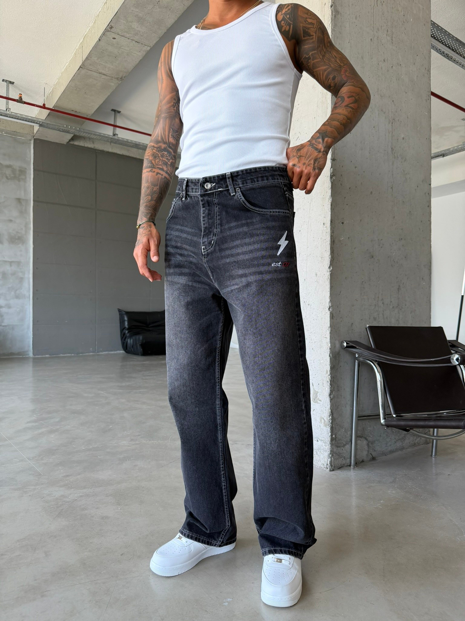 Nakış İşlemeli Baggy Pantolon