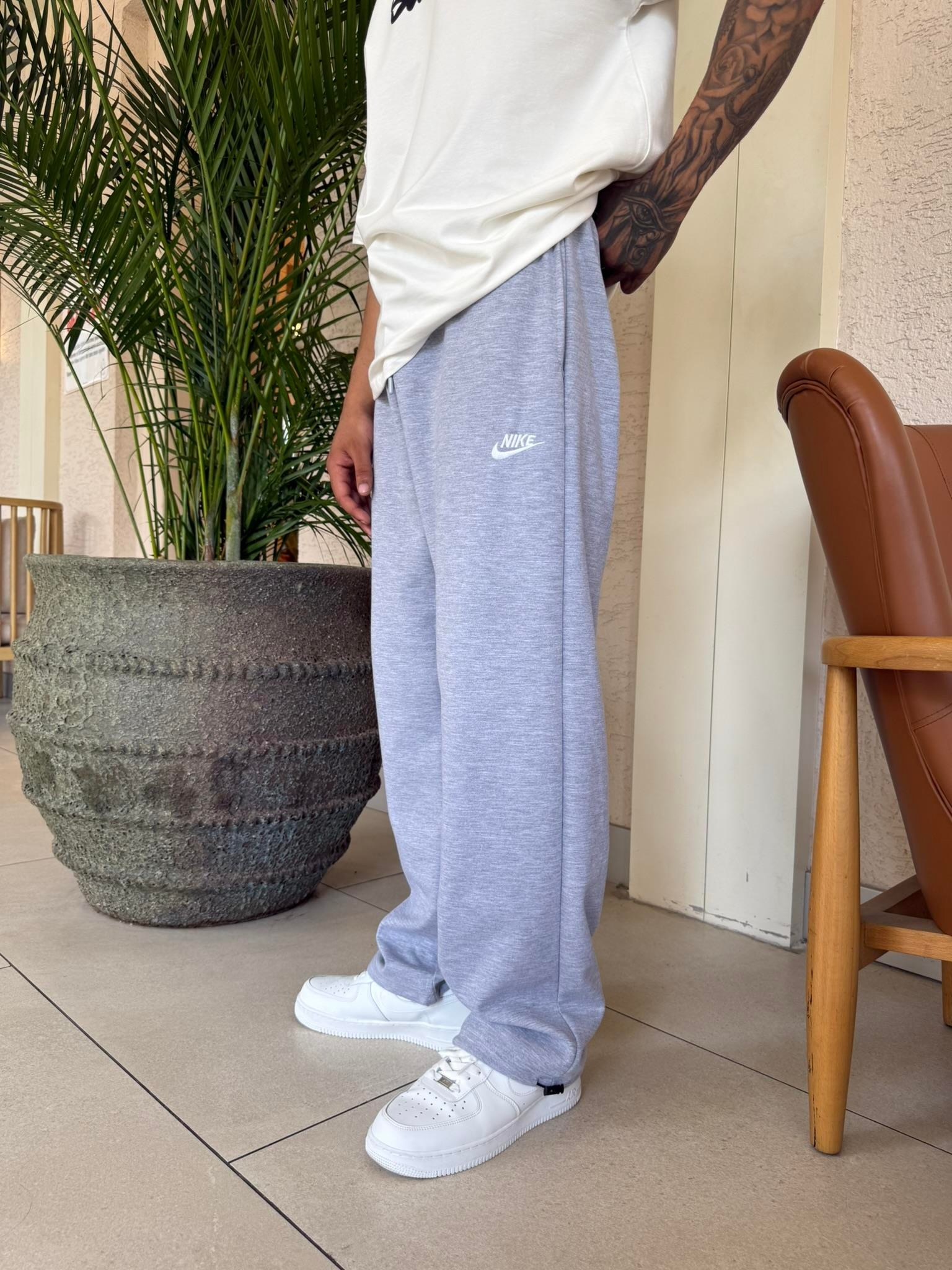 Nakışlı Basic Baggy Eşofman - Gri