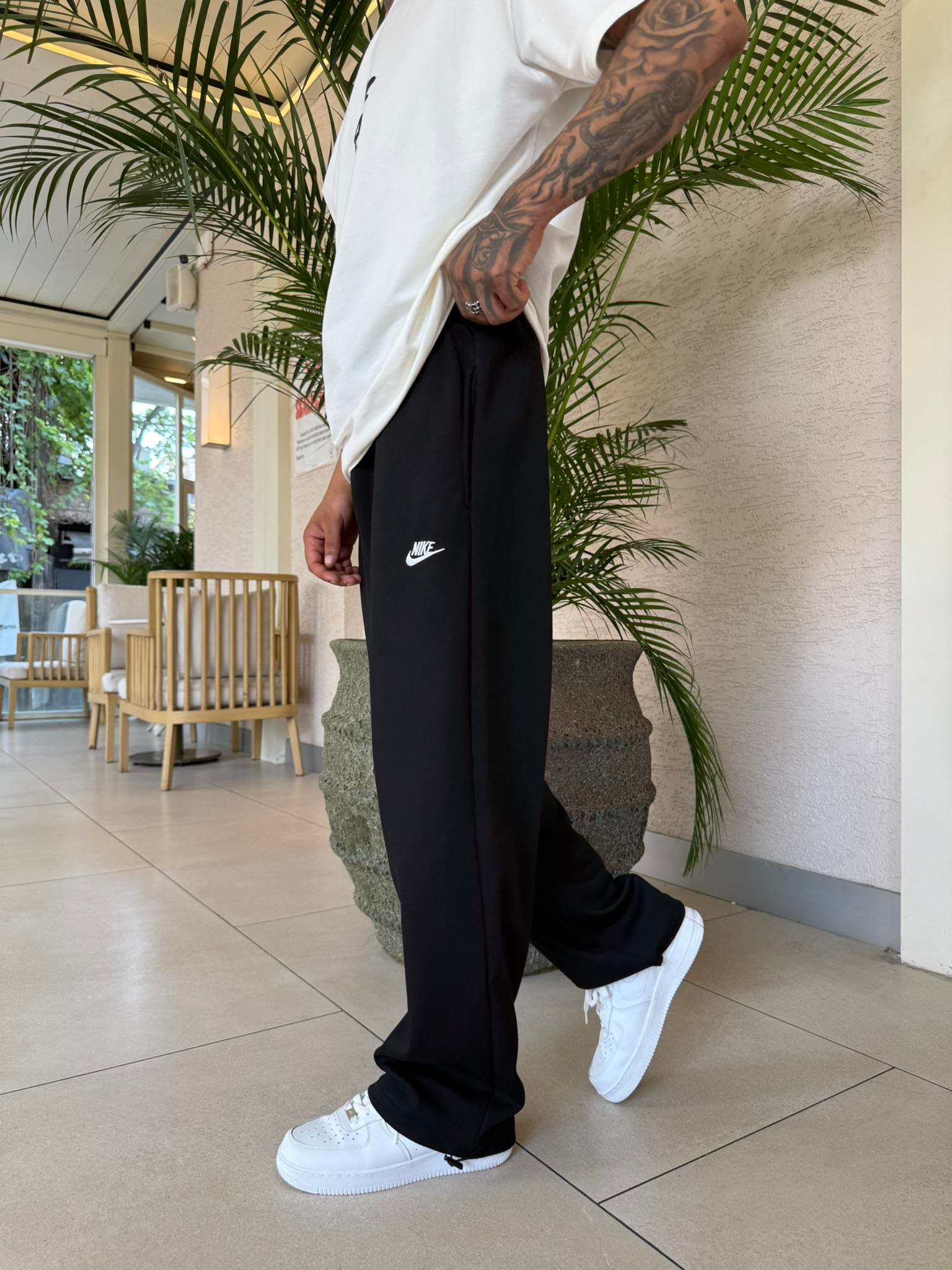 Nakışlı Basic Baggy Eşofman - Siyah