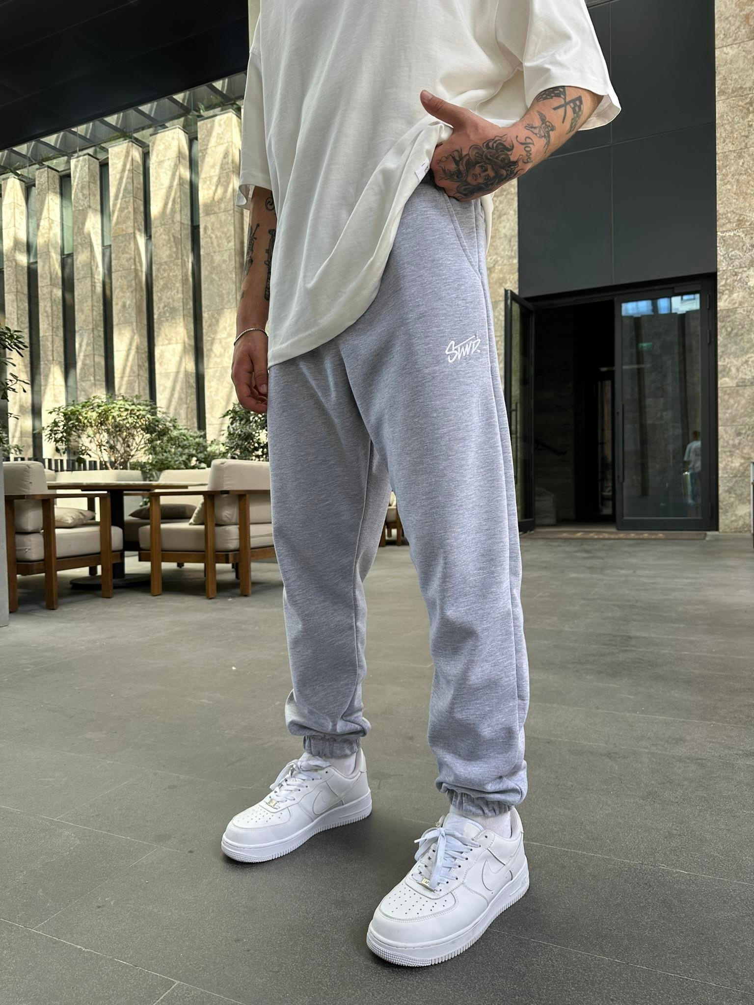 Nakışlı Basic Jogger Eşofman Altı - Gri