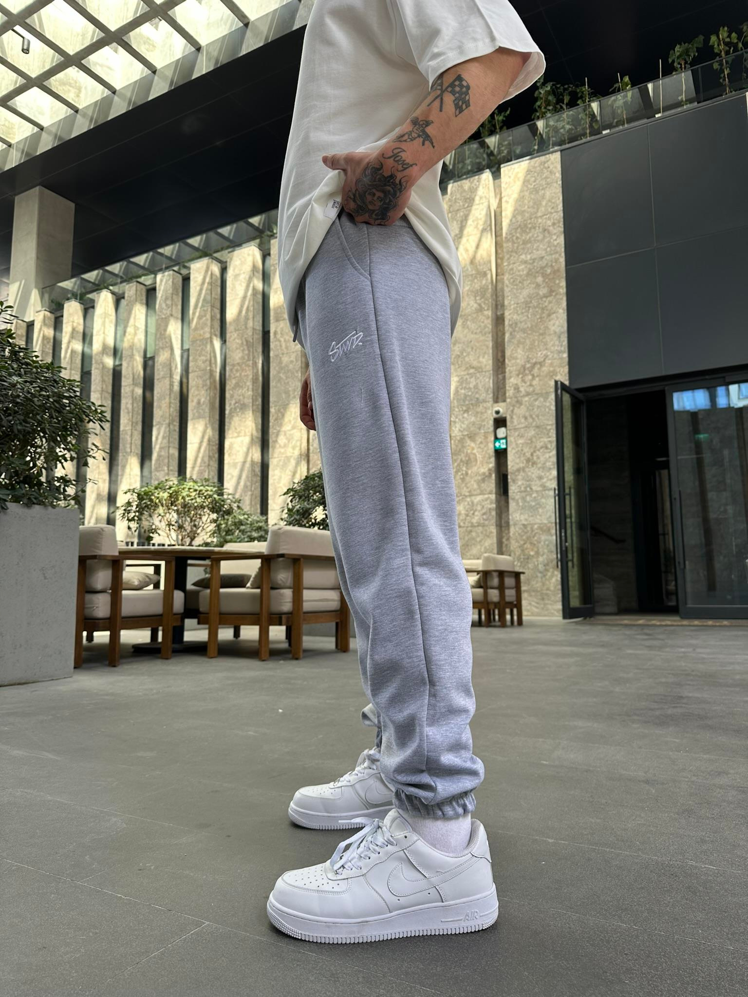 Nakışlı Basic Jogger Eşofman Altı - Gri