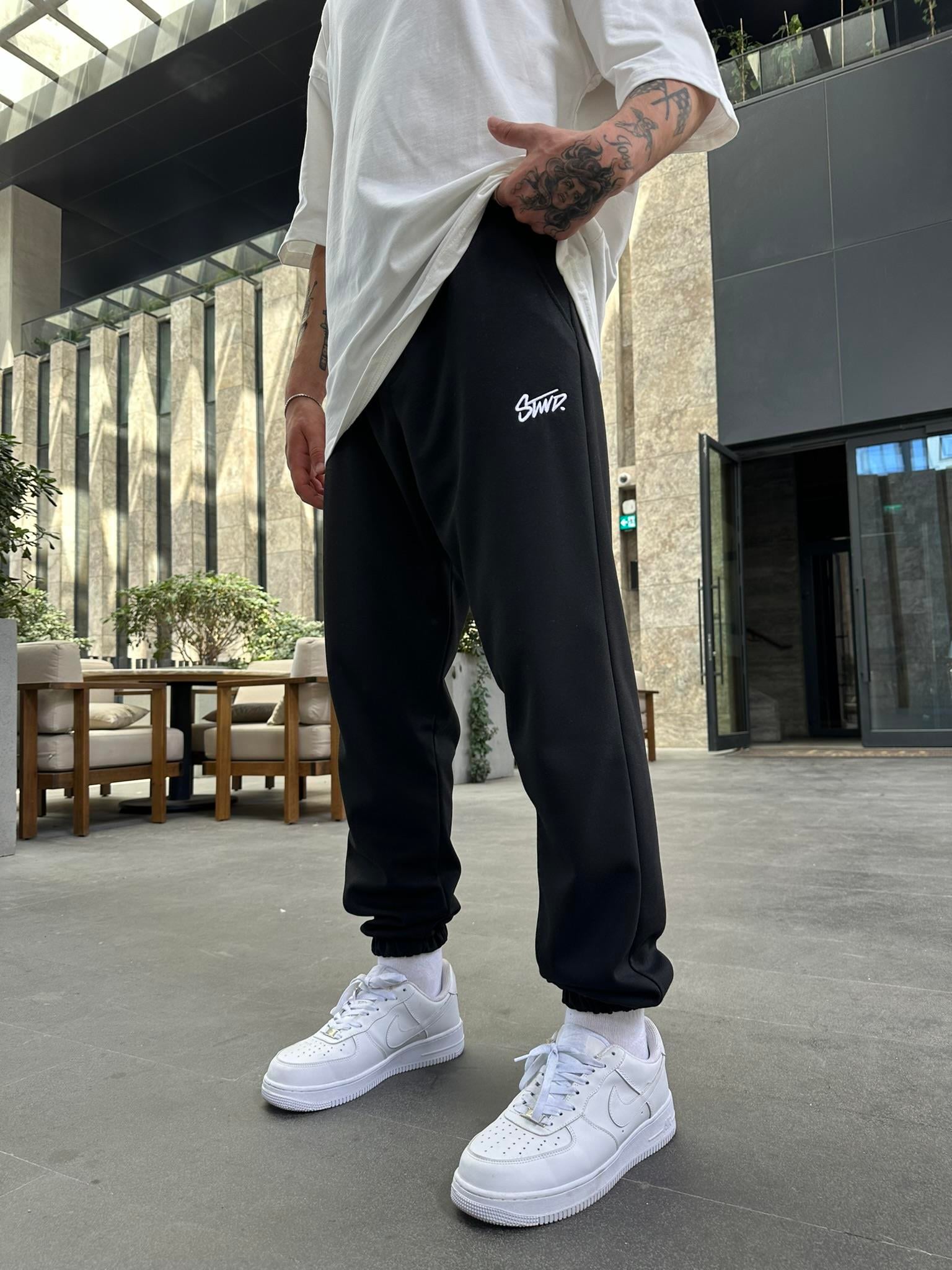 Nakışlı Basic Jogger Eşofman Altı - Siyah