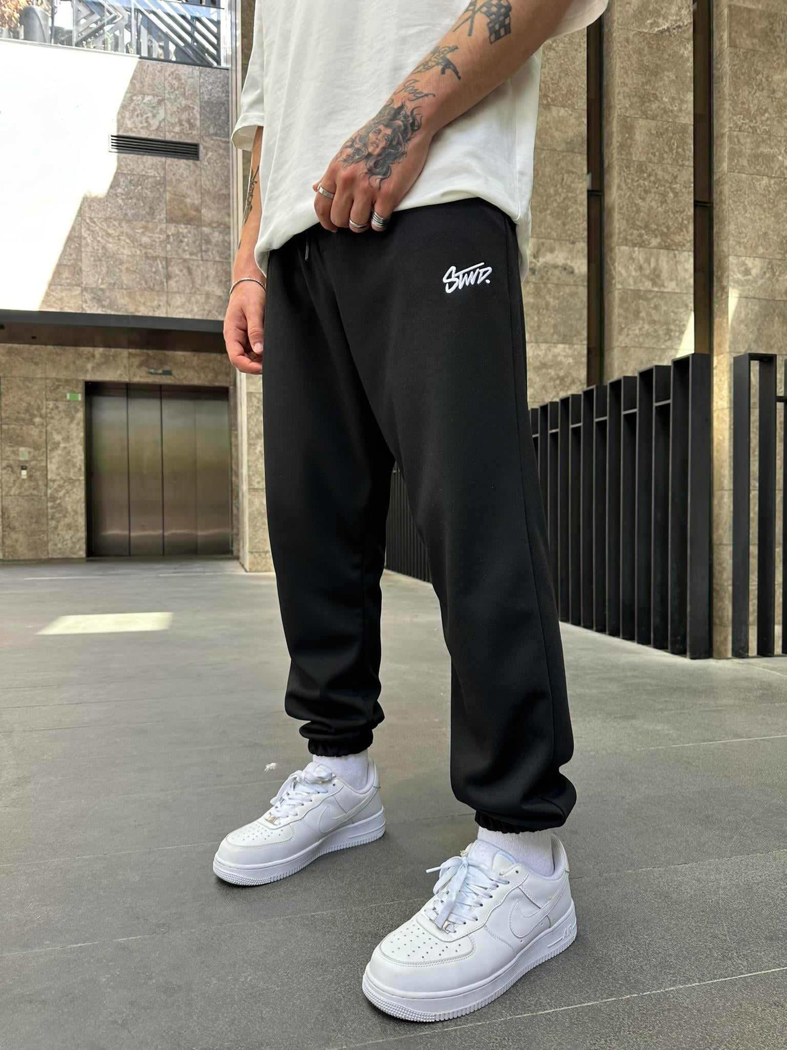 Nakışlı Basic Jogger Eşofman Altı - Siyah