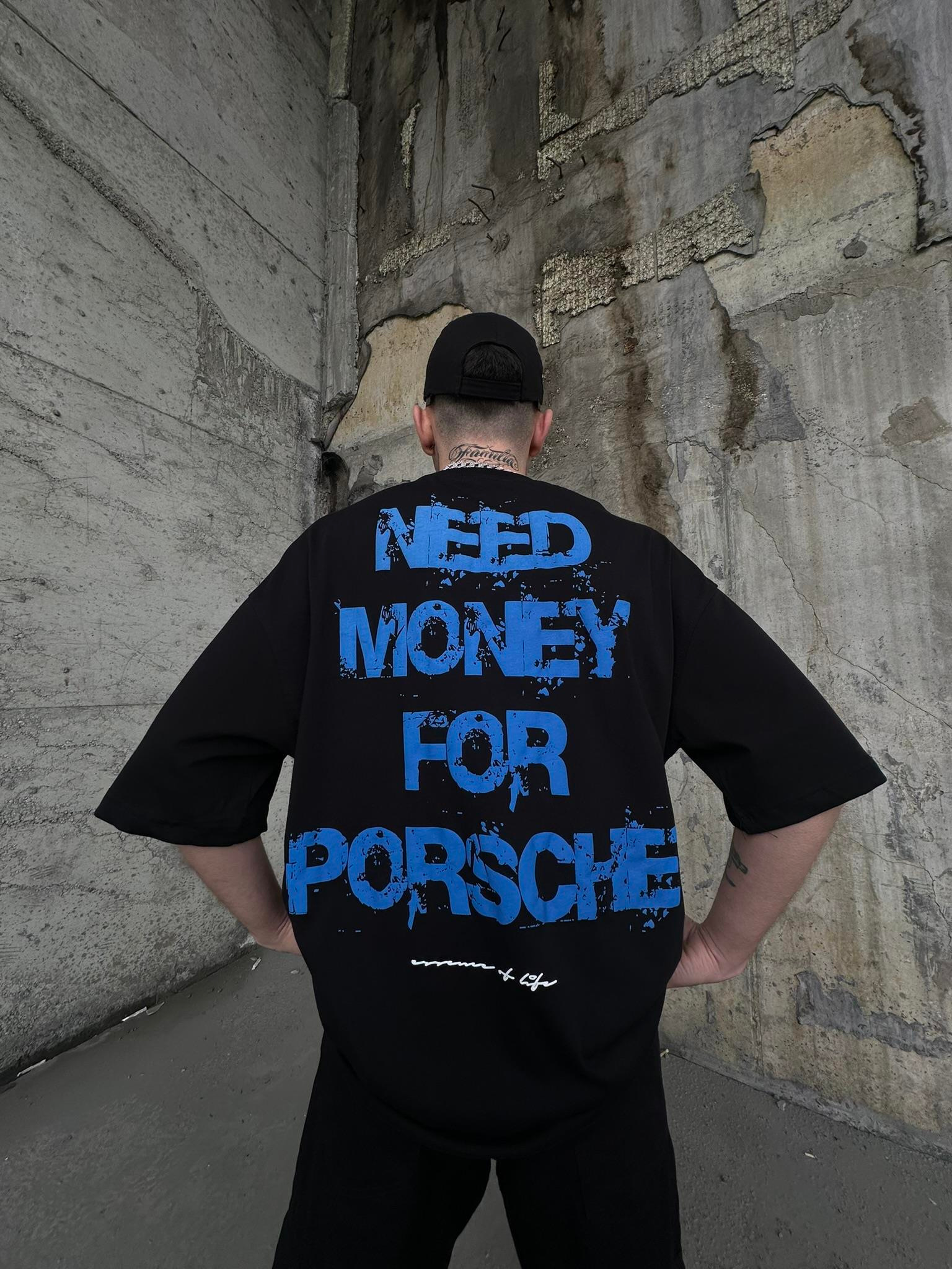 Need Money For Porsche Oversize T-Shirt Siyah