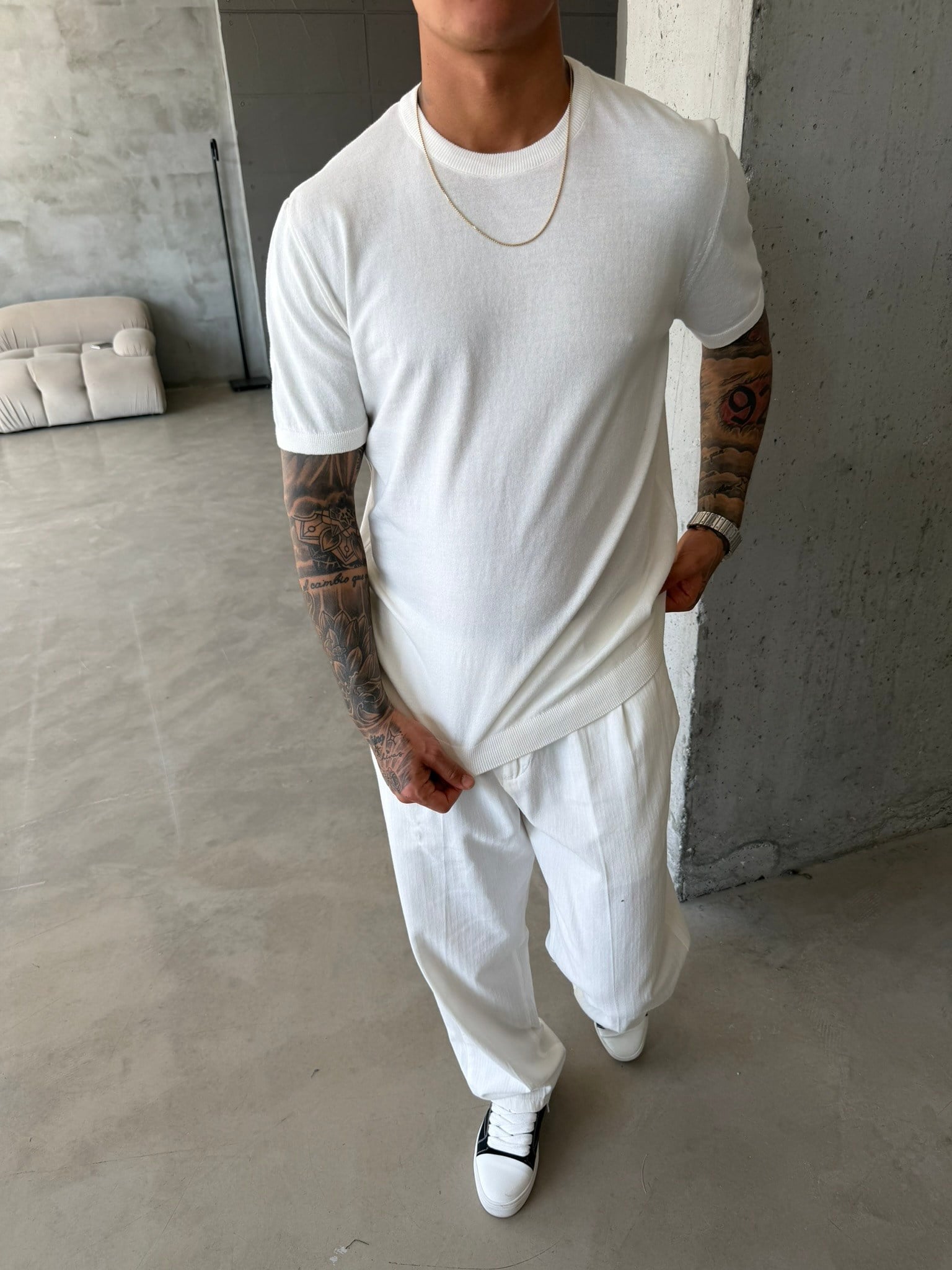 Old Money Basic Triko T-Shirt - Beyaz