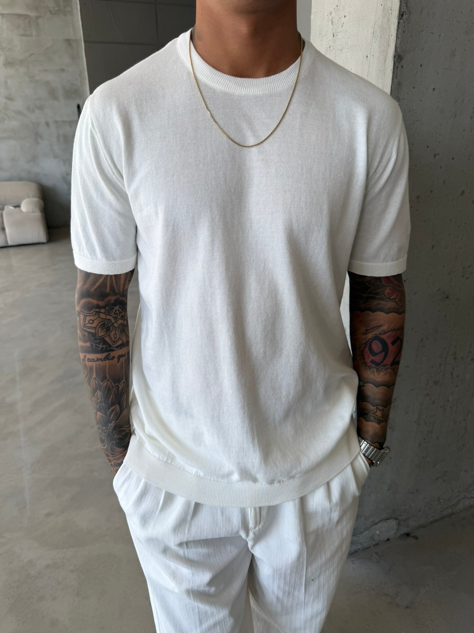 Old Money Basic Triko T-Shirt - Beyaz