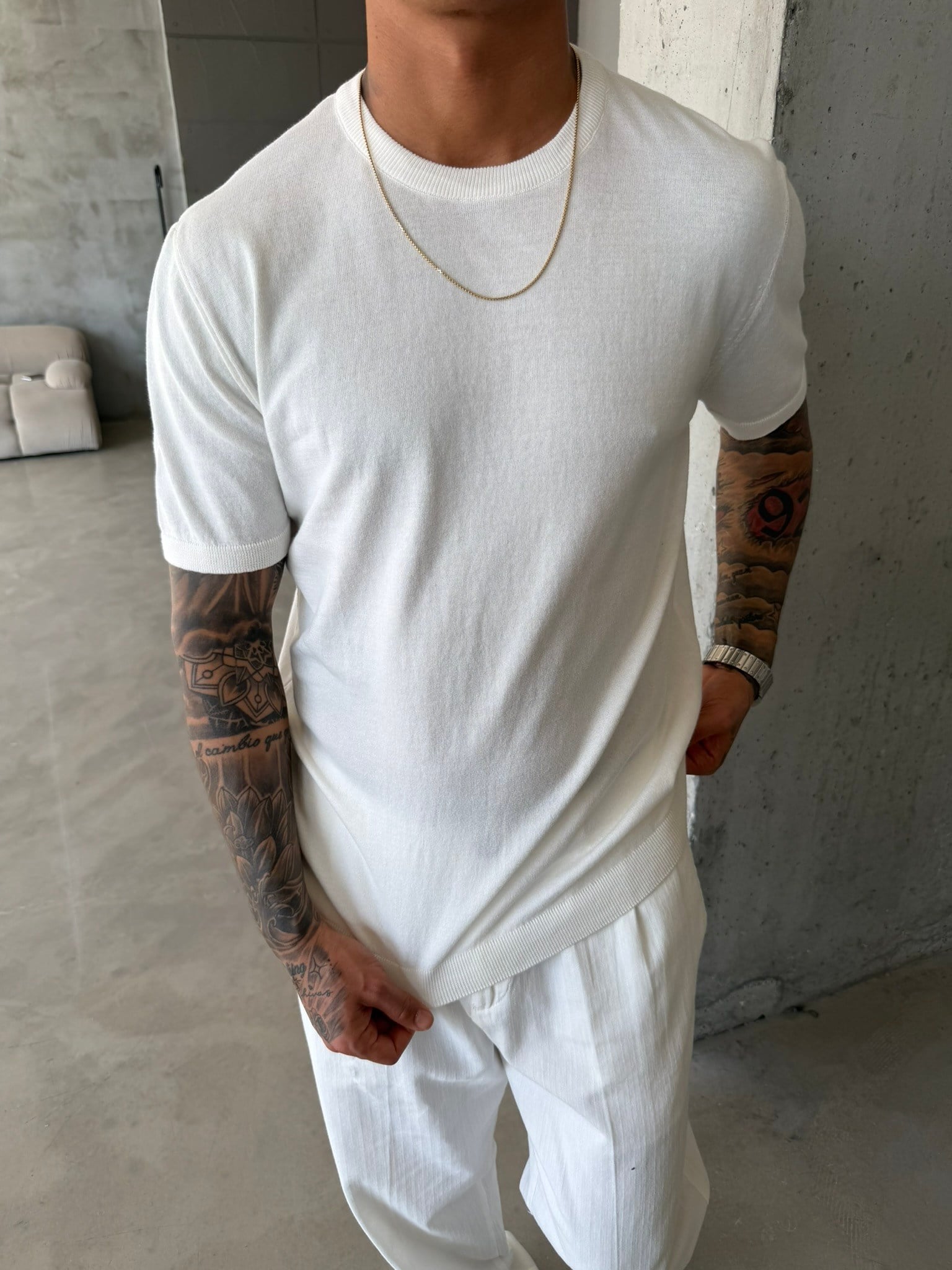 Old Money Basic Triko T-Shirt - Beyaz