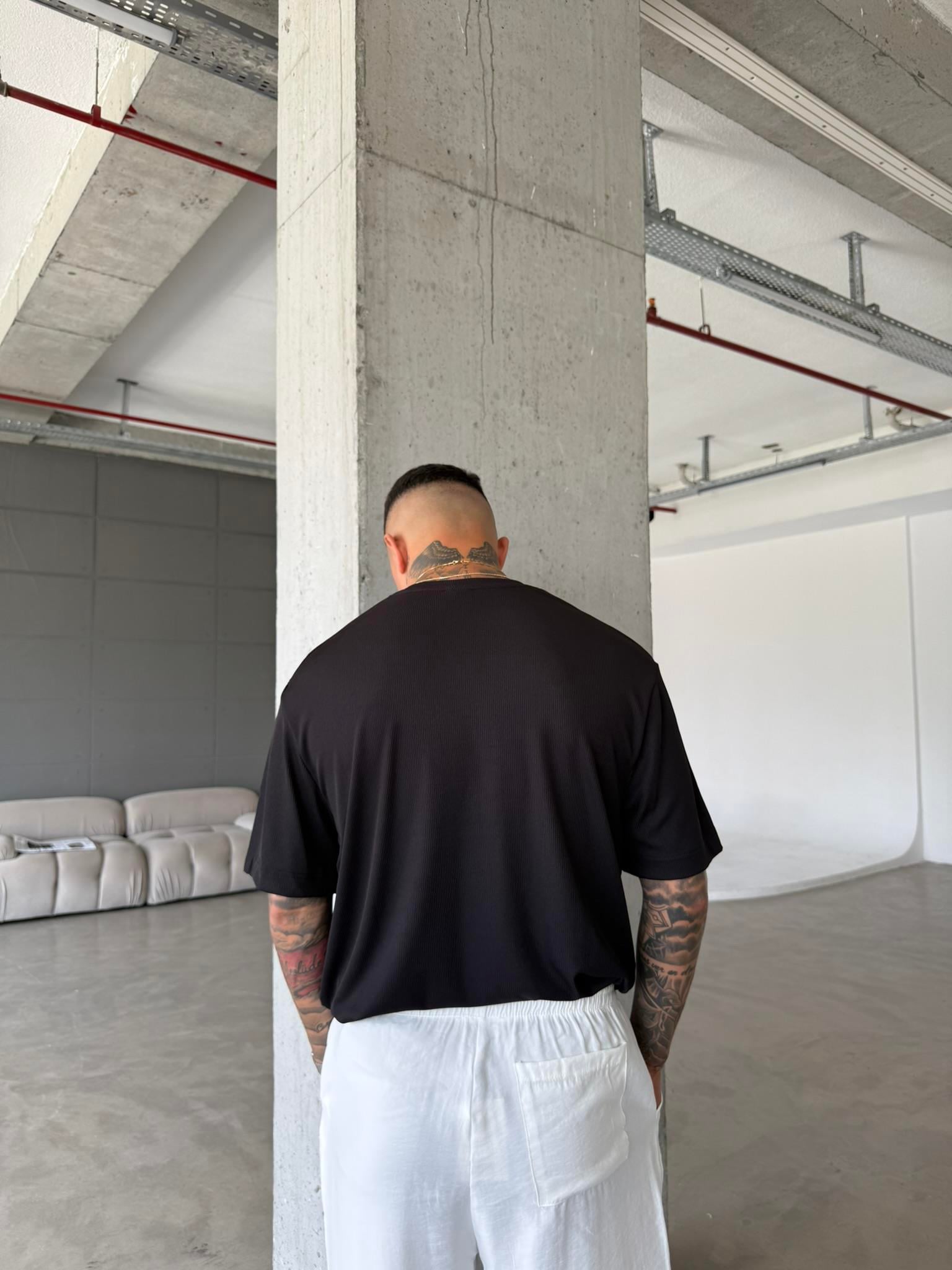 Old Money Ottoman Kumaş Basic T-Shirt - Siyah