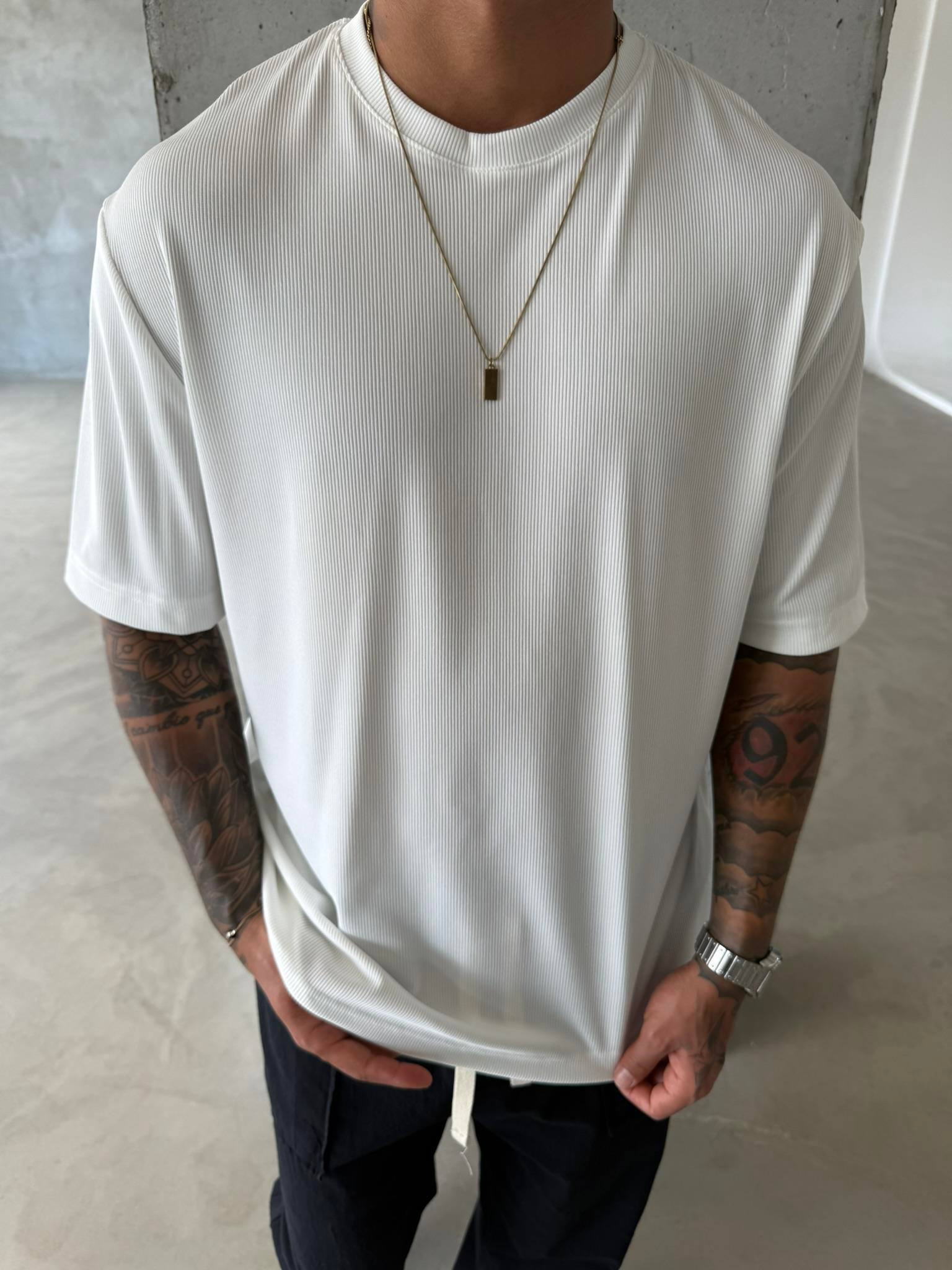 Old Money Ottoman Kumaş Basic T-Shirt - Beyaz