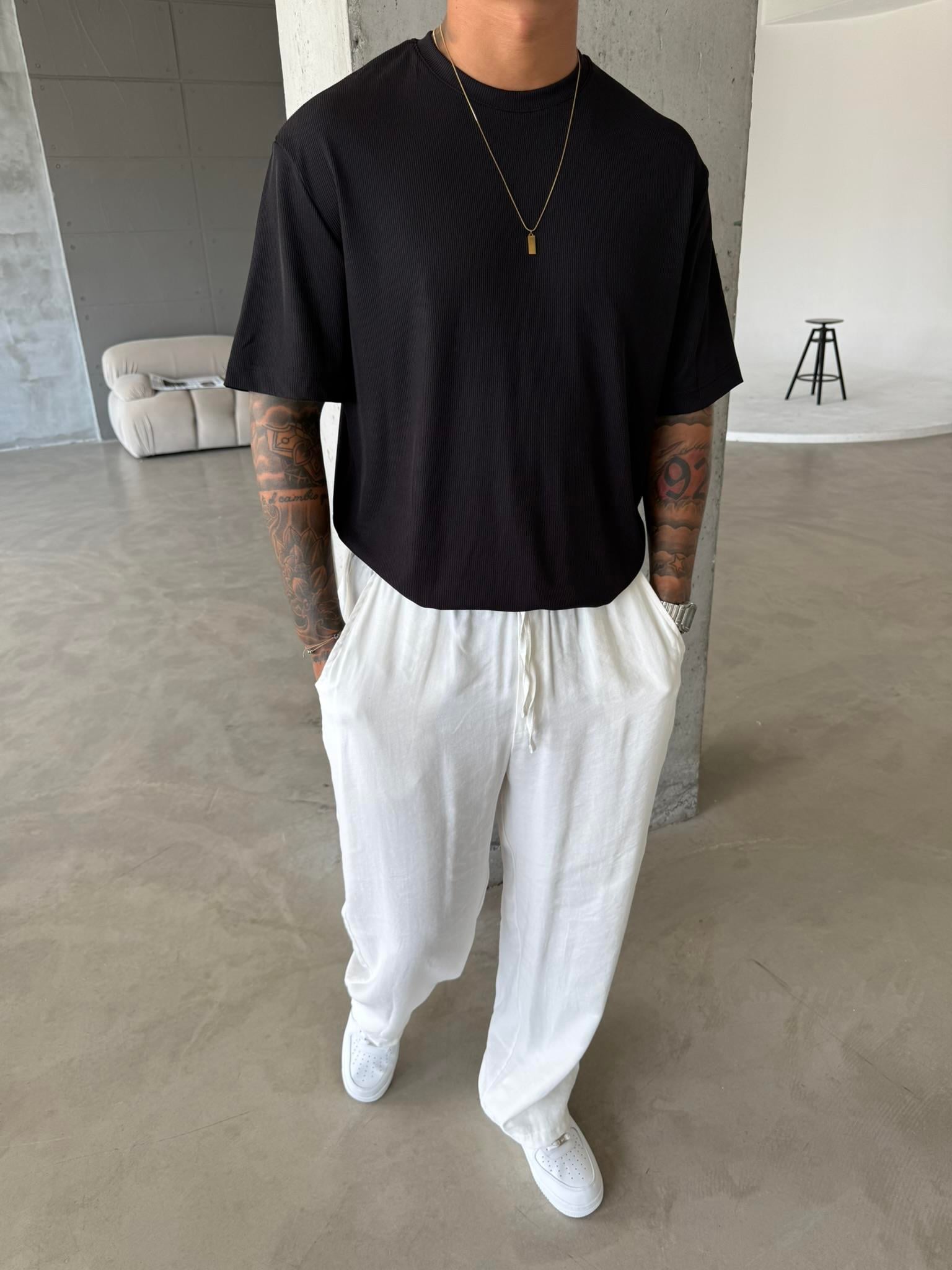 Old Money Ottoman Kumaş Basic T-Shirt - Siyah