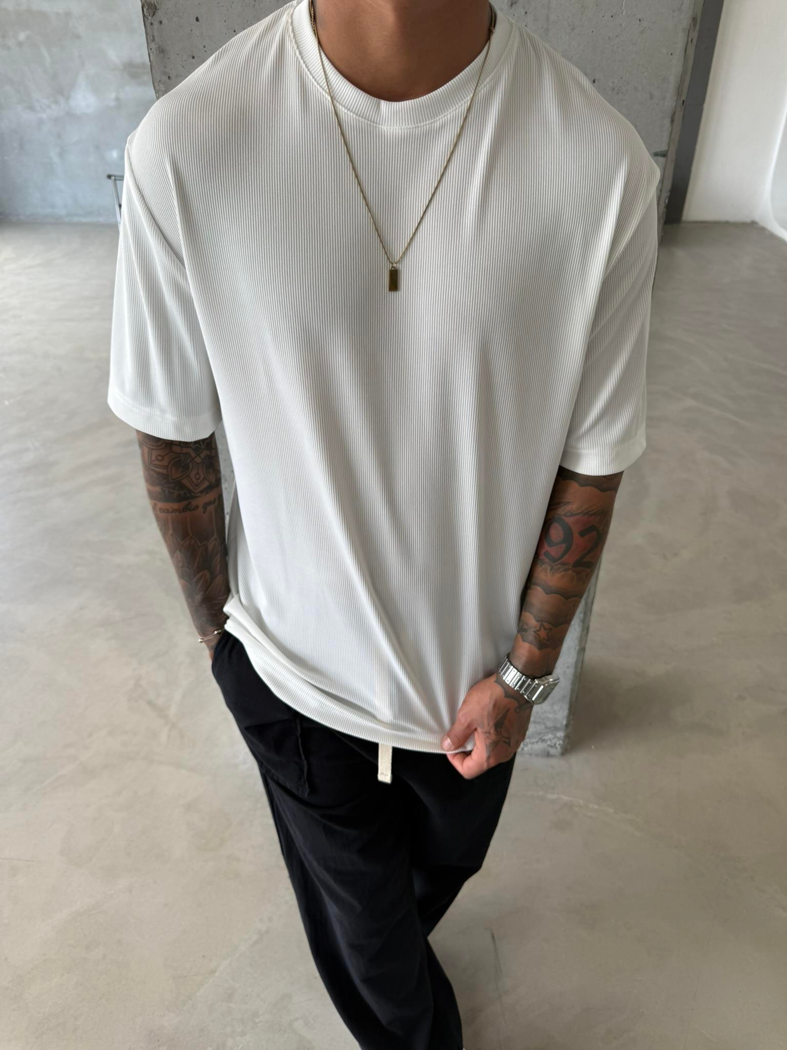 Old Money Ottoman Kumaş Basic T-Shirt - Beyaz