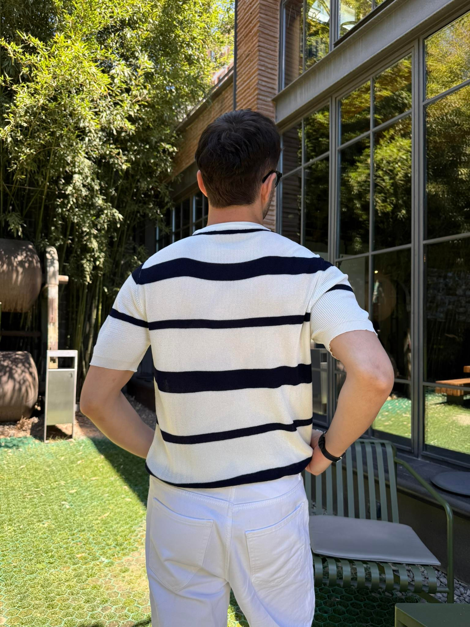 Old Money Regular Cizgili T-Shirt - Lacivert