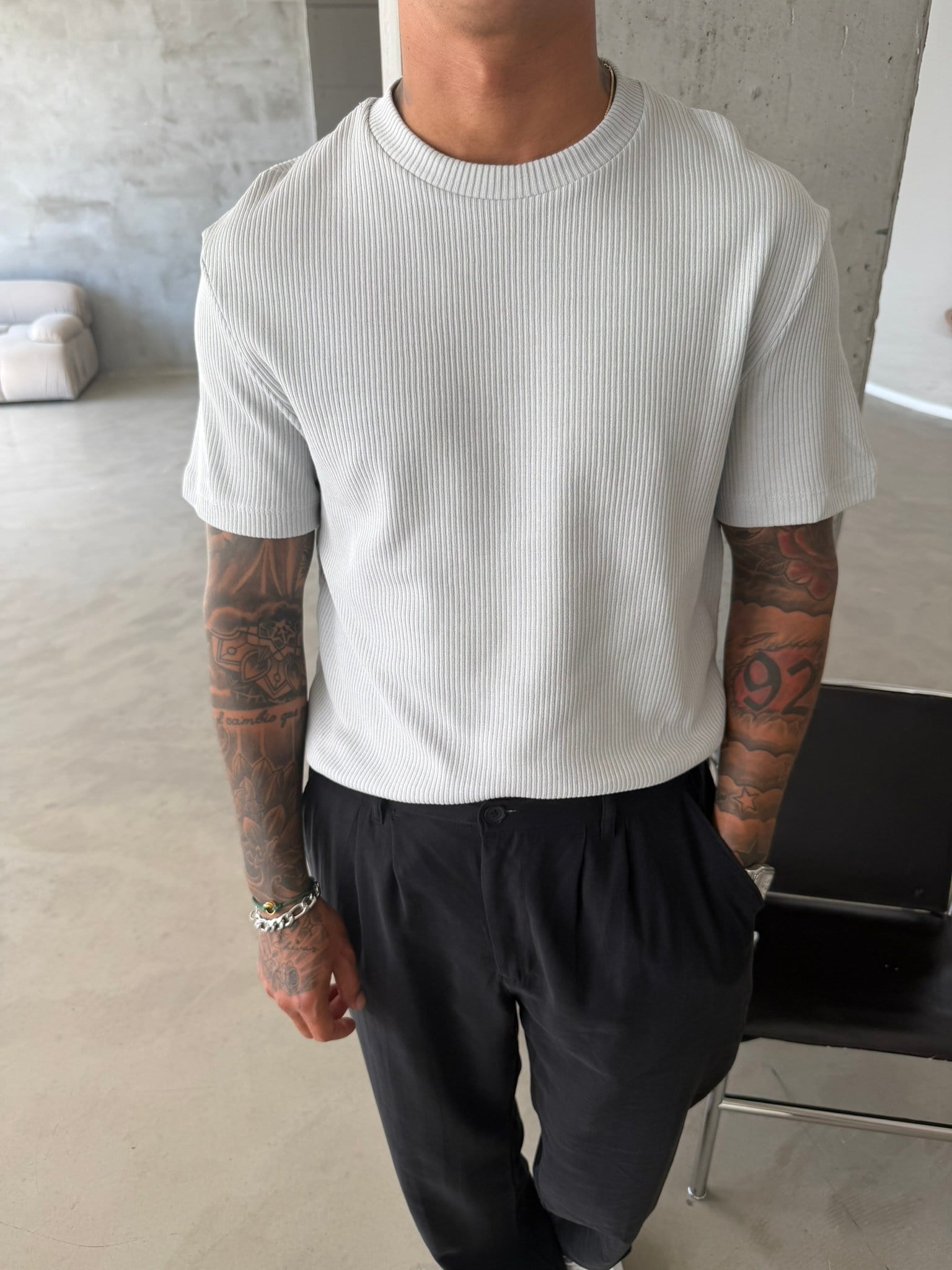 Old Money Triko Basic T-Shirt - Gri