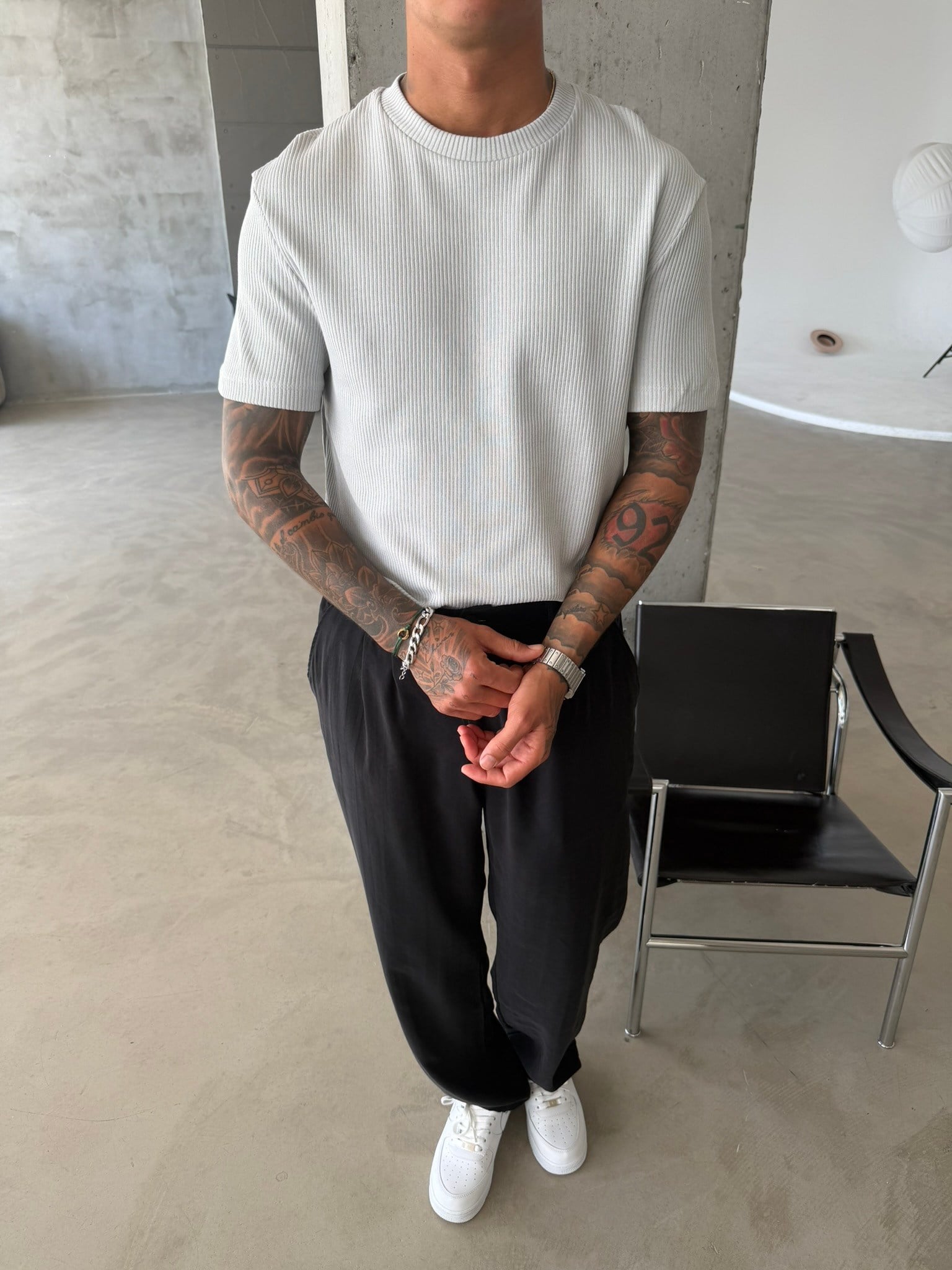Old Money Triko Basic T-Shirt - Gri