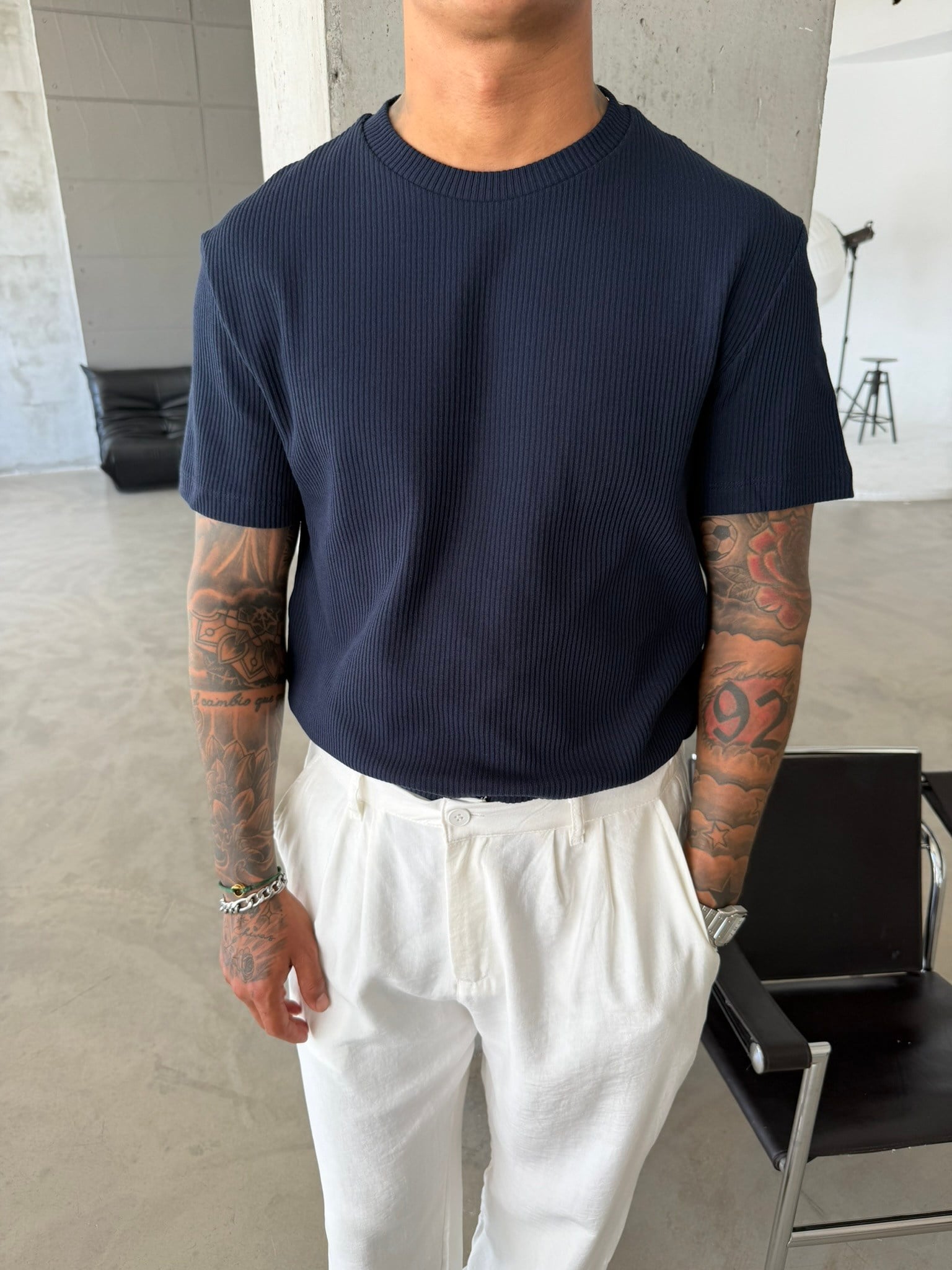 Old Money Triko Basic T-Shirt - Lacivert